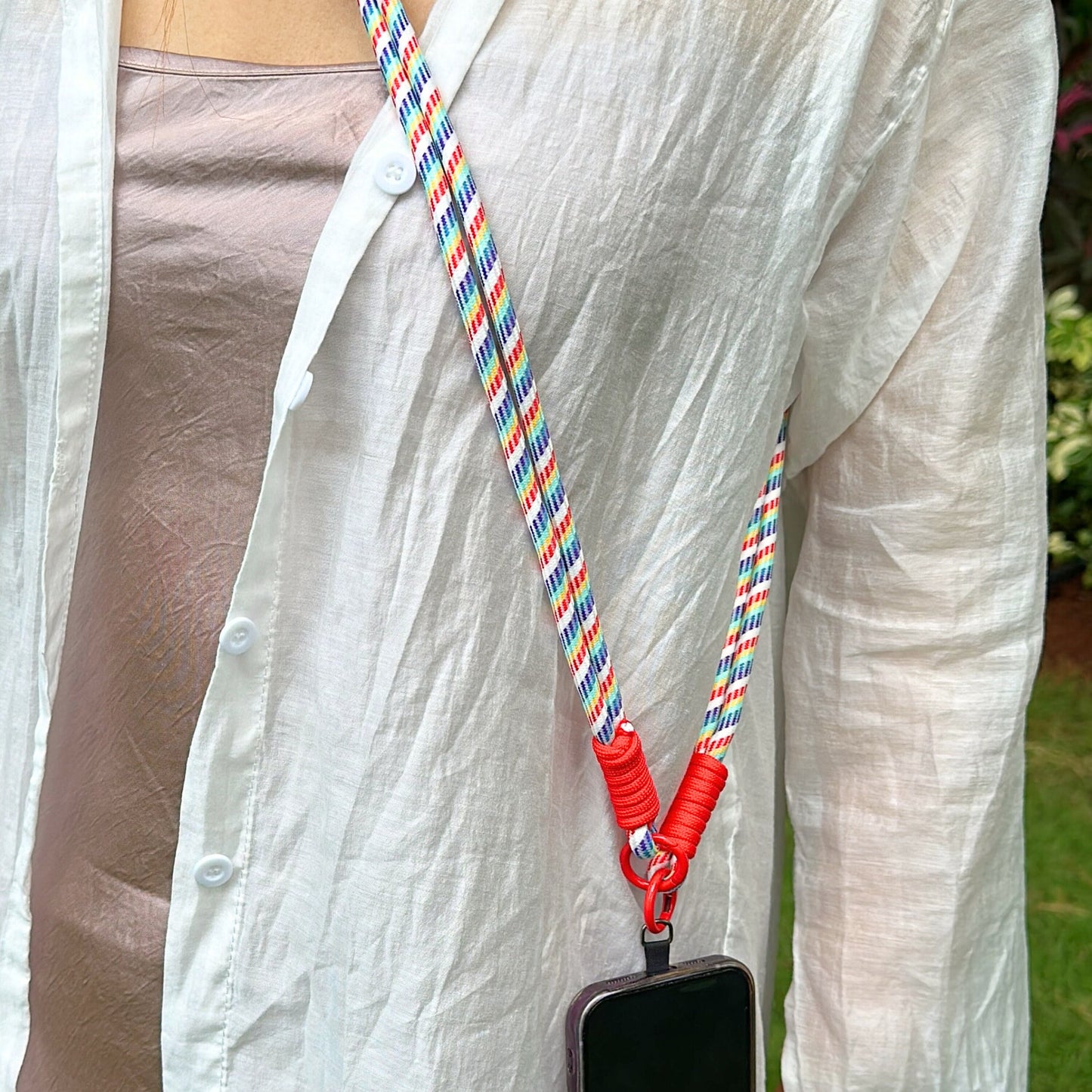 Rainbow crossbody Dual-strand Phone lanyard.Bridesmaid gift.Phone Strap.Handmade shoulder strap.Universal fit.Anti-theft strap.Phone Tether.