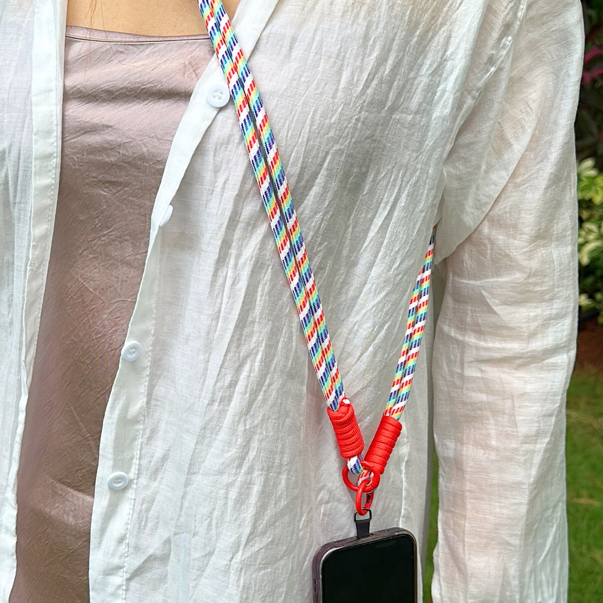 Rainbow crossbody Dual-strand Phone lanyard.Bridesmaid gift.Phone Strap.Handmade shoulder strap.Universal fit.Anti-theft strap.Phone Tether.
