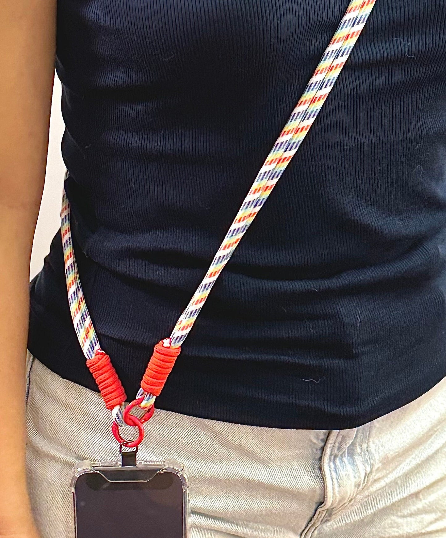 Rainbow crossbody Dual-strand Phone lanyard.Bridesmaid gift.Phone Strap.Handmade shoulder strap.Universal fit.Anti-theft strap.Phone Tether.