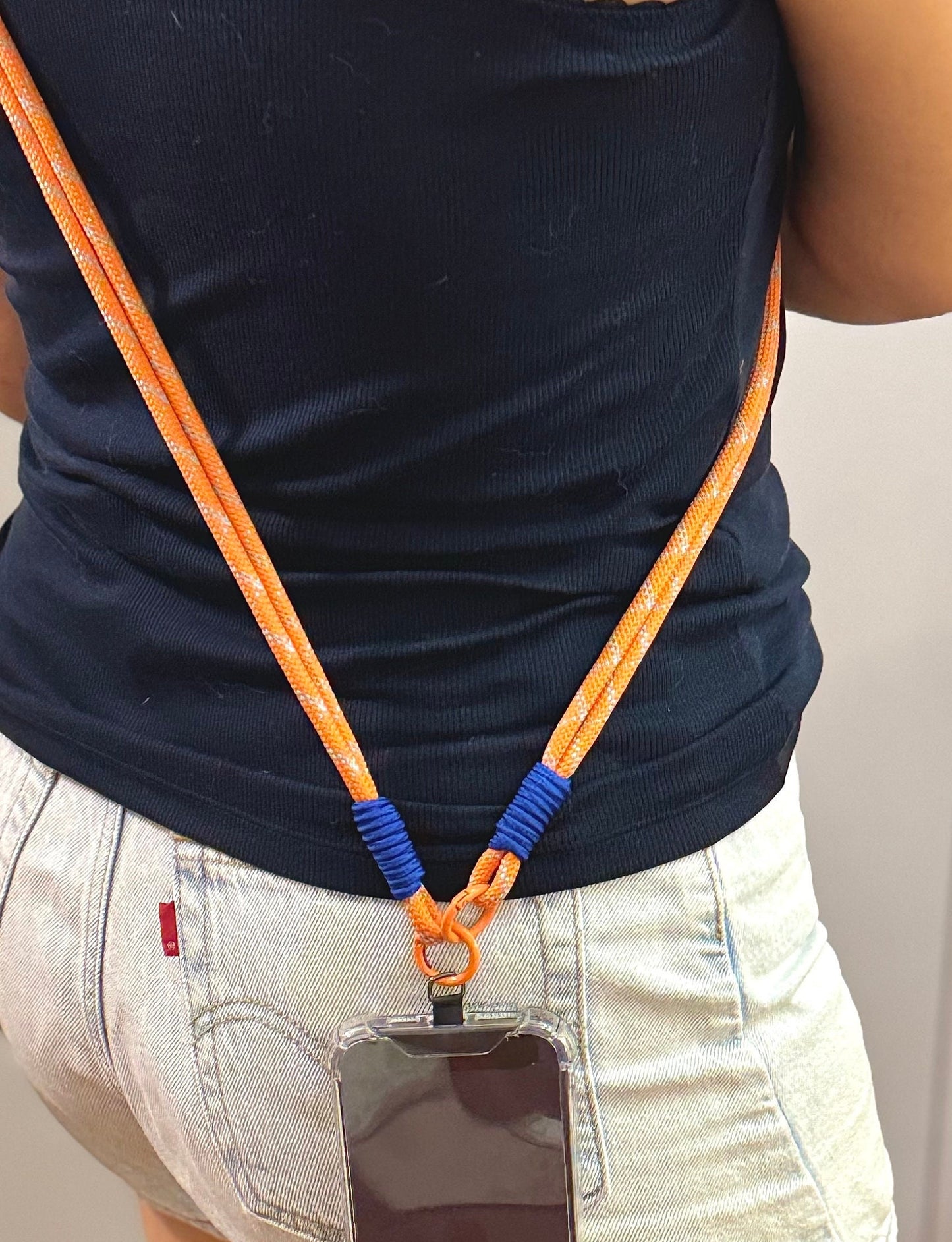 Orange crossbody Dual-strand Phone strap. Christmas gift for everyone.Handmade shoulder strap.Universal fit.Anti-theft strap.Phone Tether.