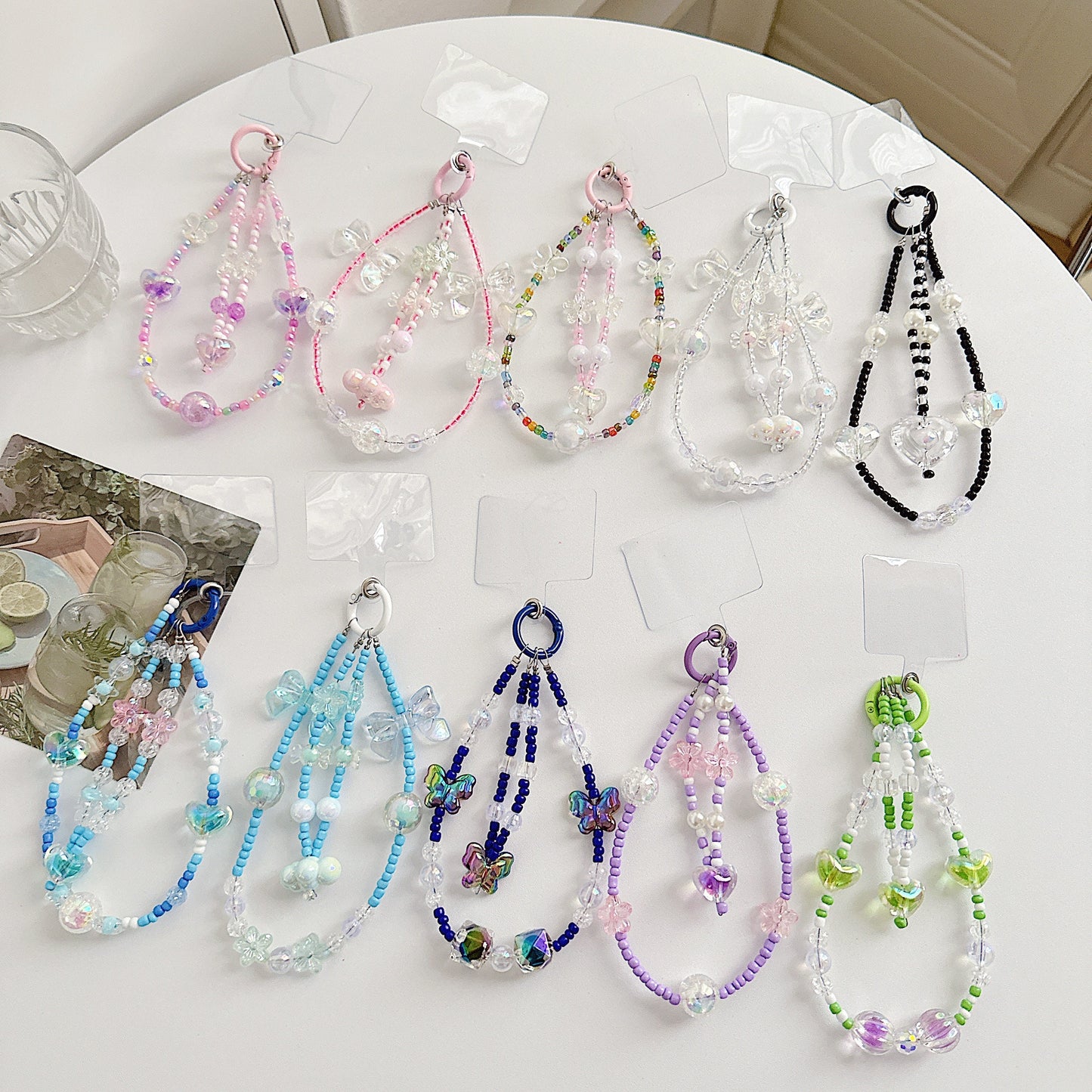 Handmade Crossbody Beaded Phone Straps.Bridesmaid gifts.Phone lanyard.Phone Charm set in 9 colors.Beaded Phone Wristlet.Keychain charm.