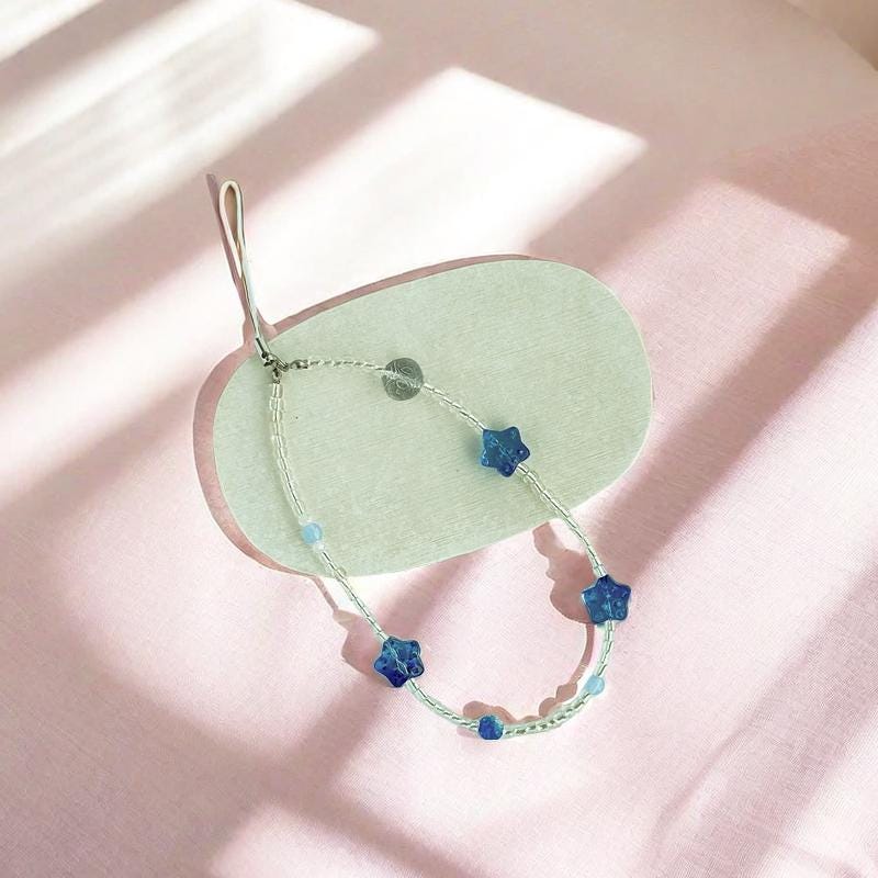 NEW Cute Blue Star Bead Phone Charm.Phone Strap.bag charm.Phone Keychain.Phone Wrist Strap.Y2K charm wristlet.camera strap.Gift for friends.