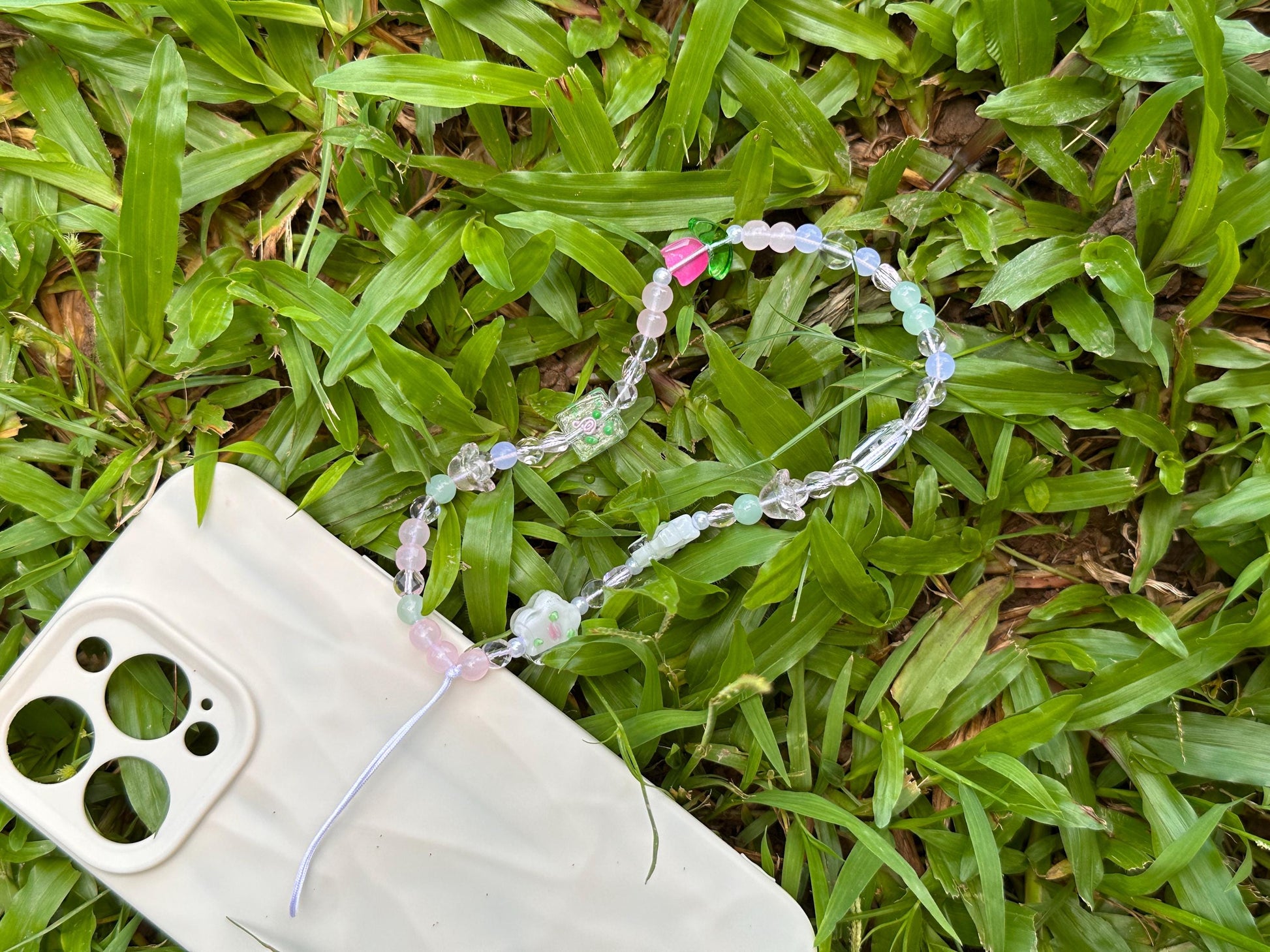 Cute Tulip Beaded Phone Charm.Handmade colorful flower beaded Phone Wristlet.Phone Strap.Y2K charm.Camera strap.Phone Tether.Best gift.