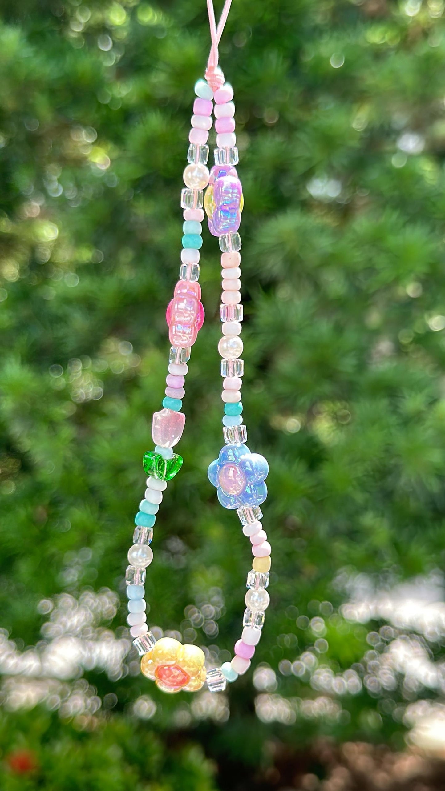 Cute Tulip Beaded Phone Charm - Colorful Beaded Wristlet, Y2K Phone Strap, Camera Tether - Perfect Gift for Friends & Family