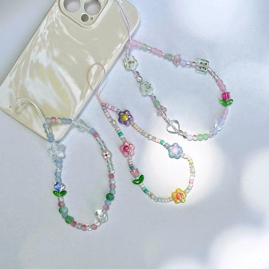 Cute Tulip Beaded Phone Charm - Colorful Beaded Wristlet, Y2K Phone Strap, Camera Tether - Perfect Gift for Friends & Family