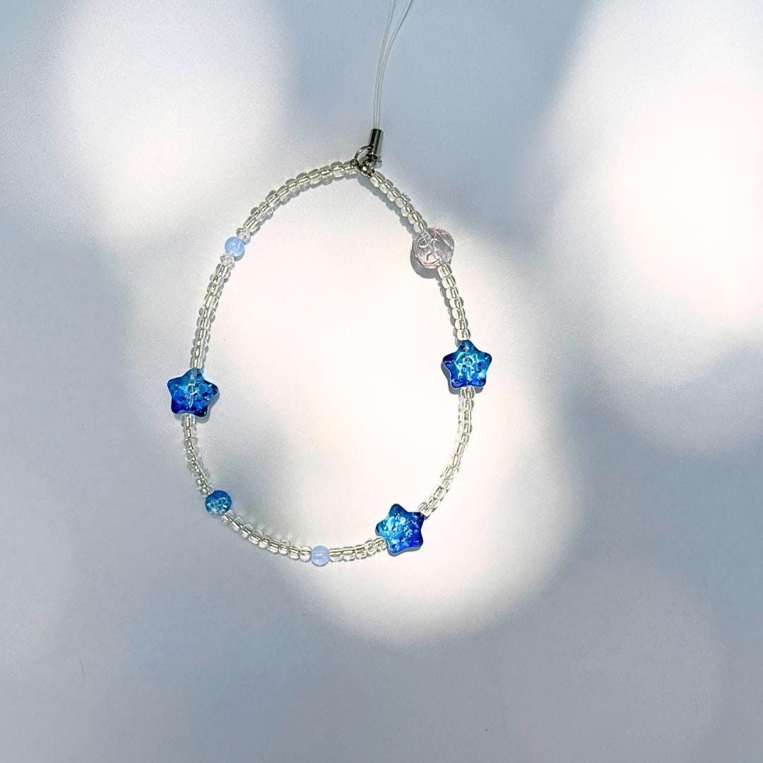 NEW Cute Beaded Phone Charm blue in 2 designs.Phone Strap.Phone Keychain.Phone Wrist Strap.Y2K charm wristlet.camera strap.Gift for friends.