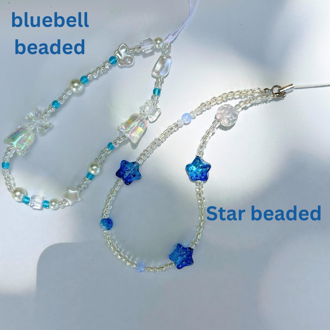 NEW Cute Beaded Phone Charm blue in 2 designs.Phone Strap.Phone Keychain.Phone Wrist Strap.Y2K charm wristlet.camera strap.Gift for friends.