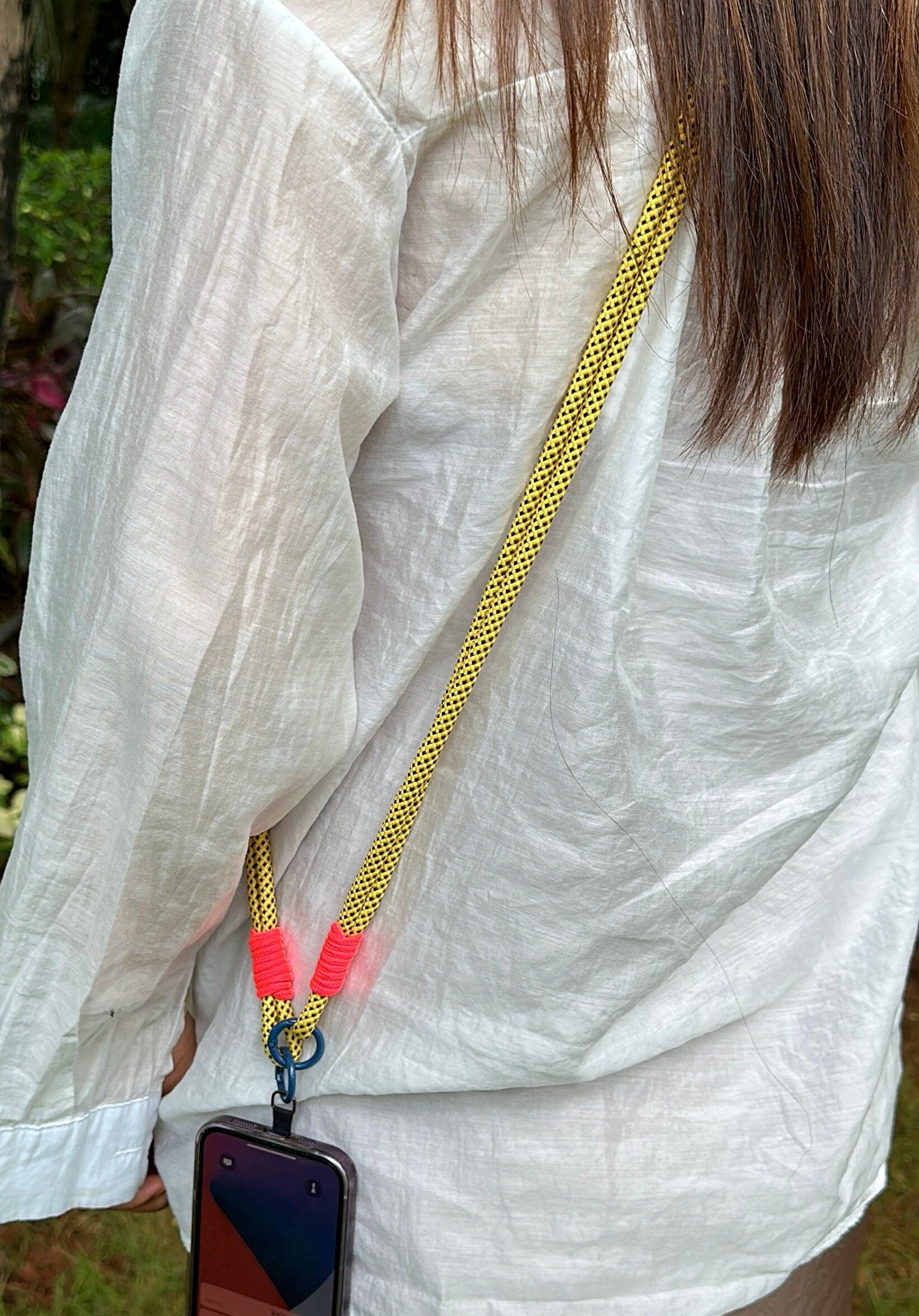 Crossbody Phone lanyard yellow.Travel Phone Strap.Bridesmaid gift.Handmade Dual-strand Phone lanyard.Hand Free.Anti-theft strap.Phone Tether