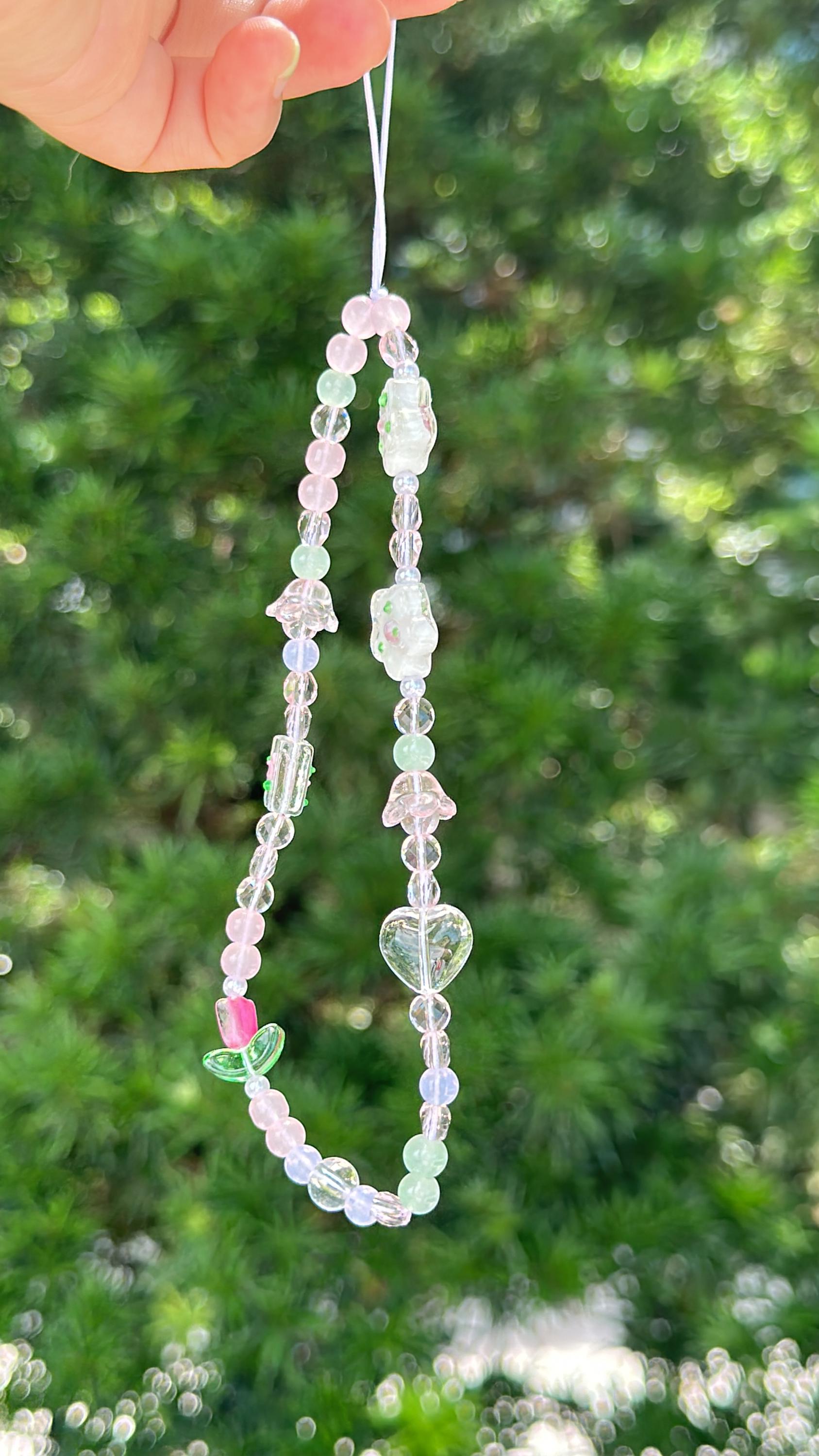 Cute Tulip Beaded Phone Charm - Colorful Beaded Wristlet, Y2K Phone Strap, Camera Tether - Perfect Gift for Friends & Family