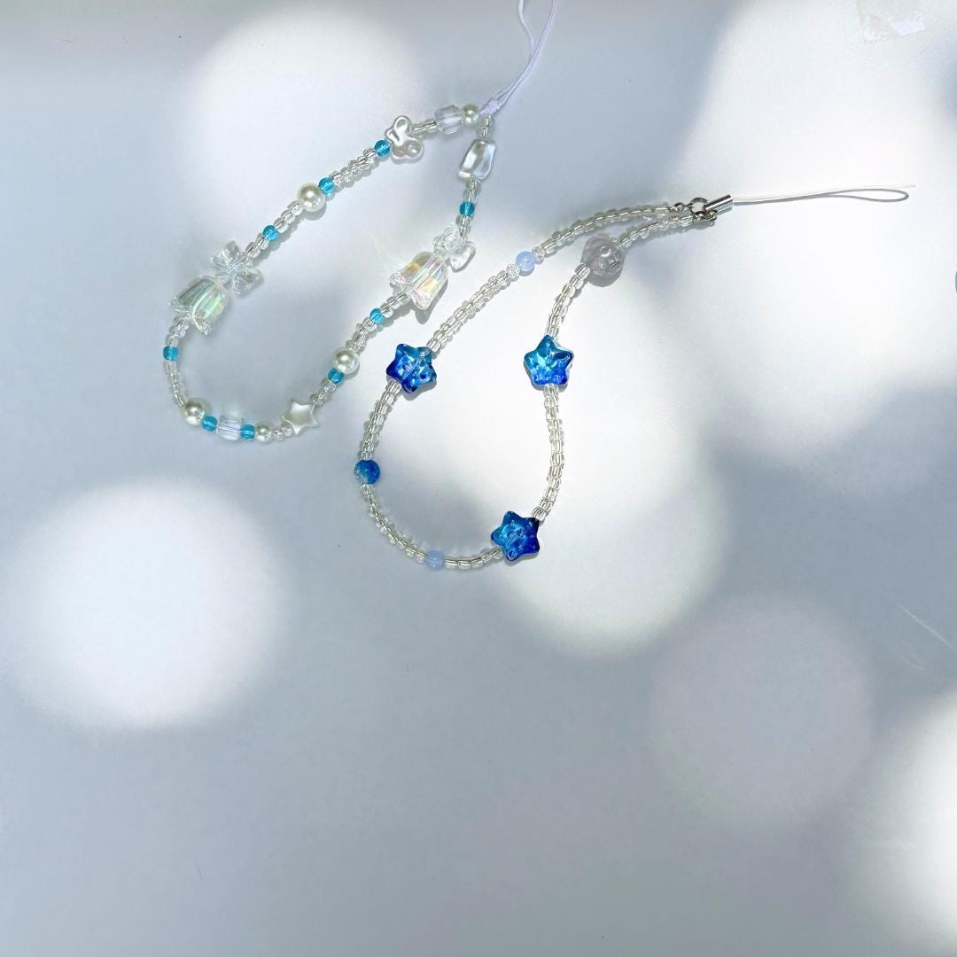 NEW Cute Blue Star Bead Phone Charm.Phone Strap.bag charm.Phone Keychain.Phone Wrist Strap.Y2K charm wristlet.camera strap.Gift for friends.