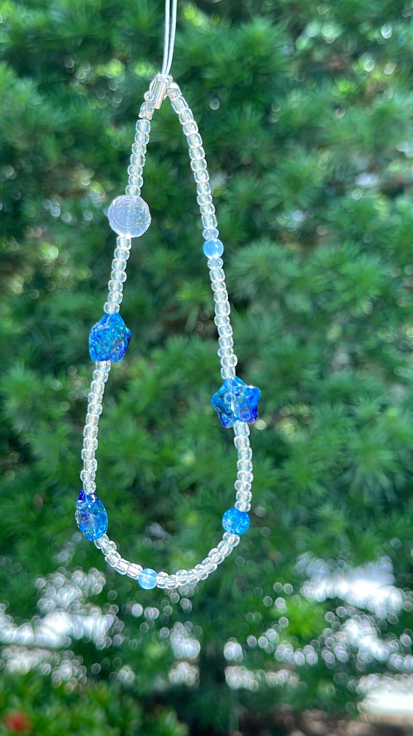 NEW Cute Beaded Phone Charm blue in 2 designs.Phone Strap.Phone Keychain.Phone Wrist Strap.Y2K charm wristlet.camera strap.Gift for friends.