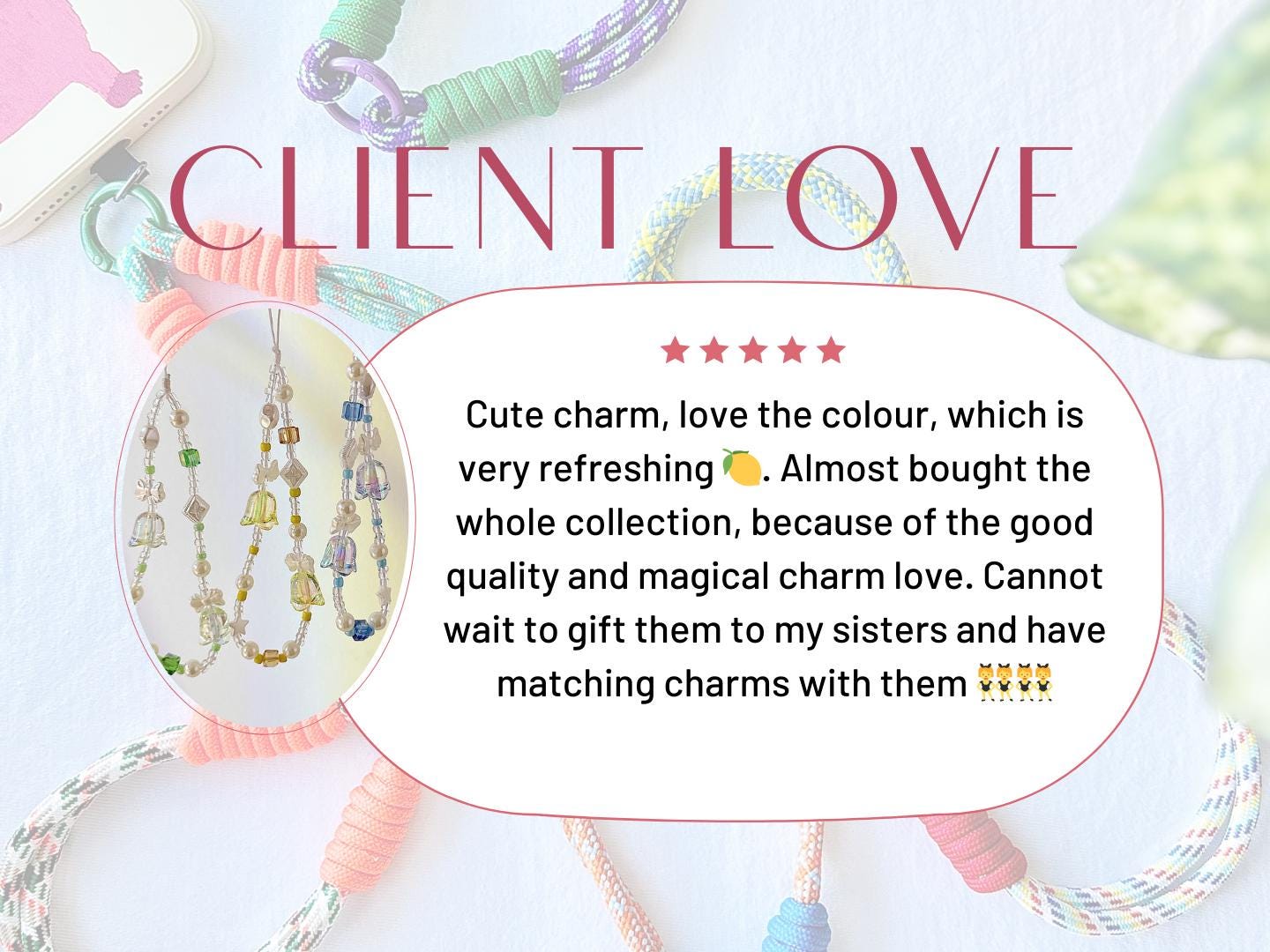 Cute Bluebell Bead Phone Charm White Crystal Star Phone Keychain Camera String Phone Wrist Strap Y2K charm Wristlet anti-theft Phone Tether