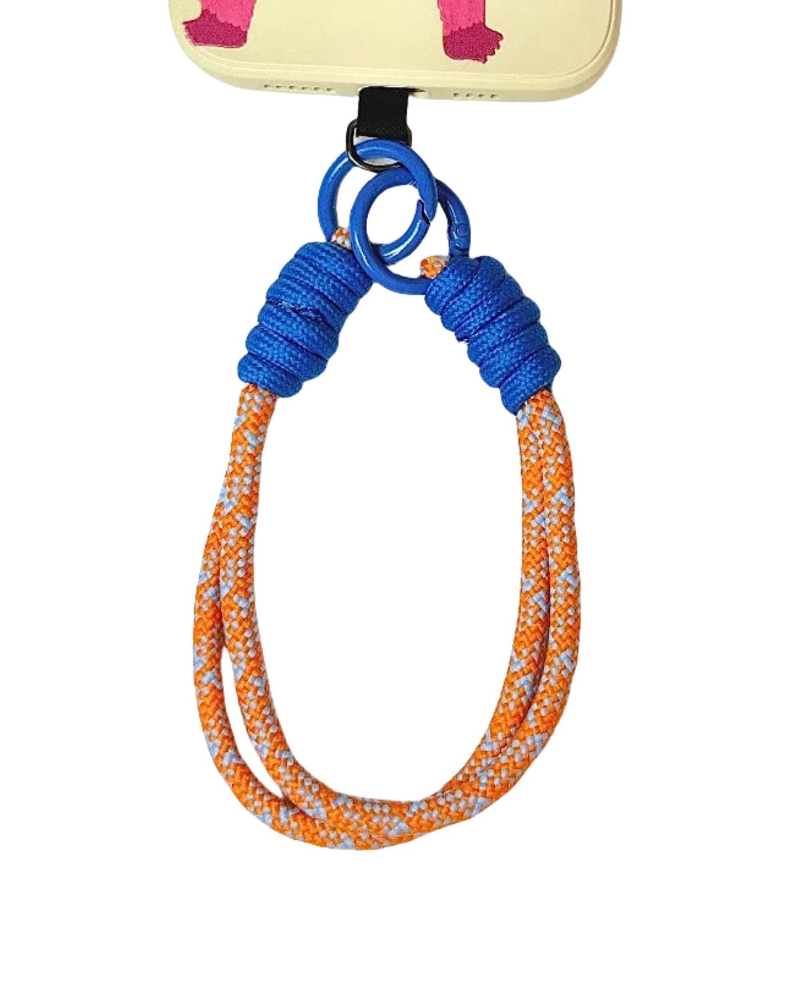 High quality Handmade Nylon Phone Wrist Strap | Orange&Blue - Durable, Stylish, Multi-Purpose Travel Gift| Christmas Gifts| Bridesmaid Gift