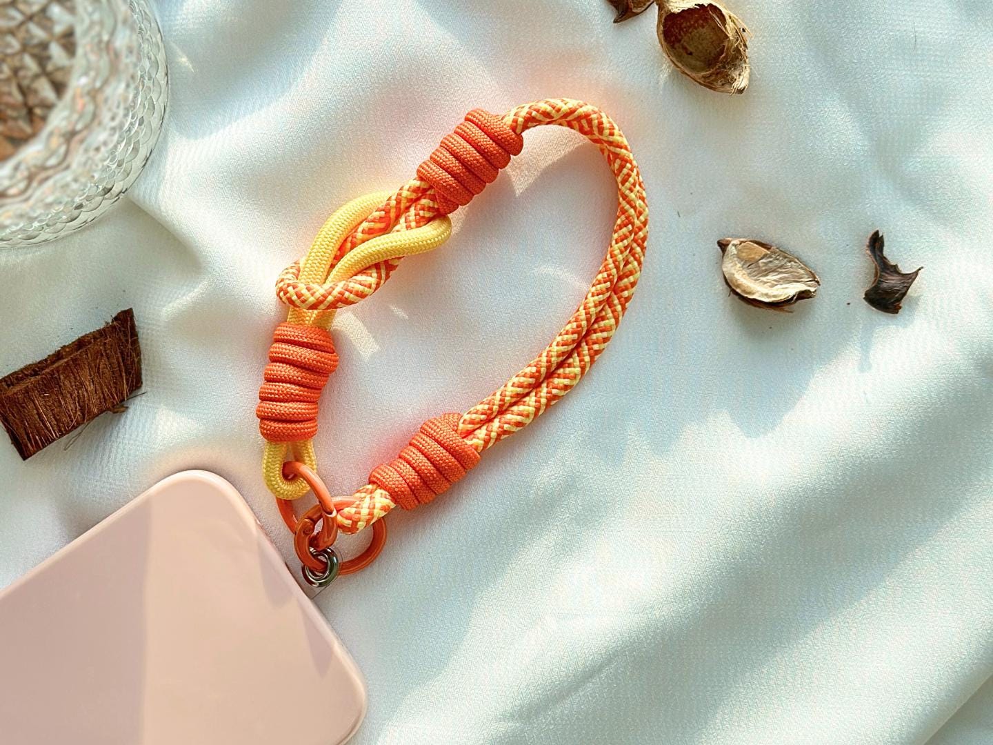 NEW Handmade DuoTone Color-Block Rope Phone Wristlet in 7 colors-Vibrant, Universal fit phone strap.bag charm.thoughtful festive gifts.