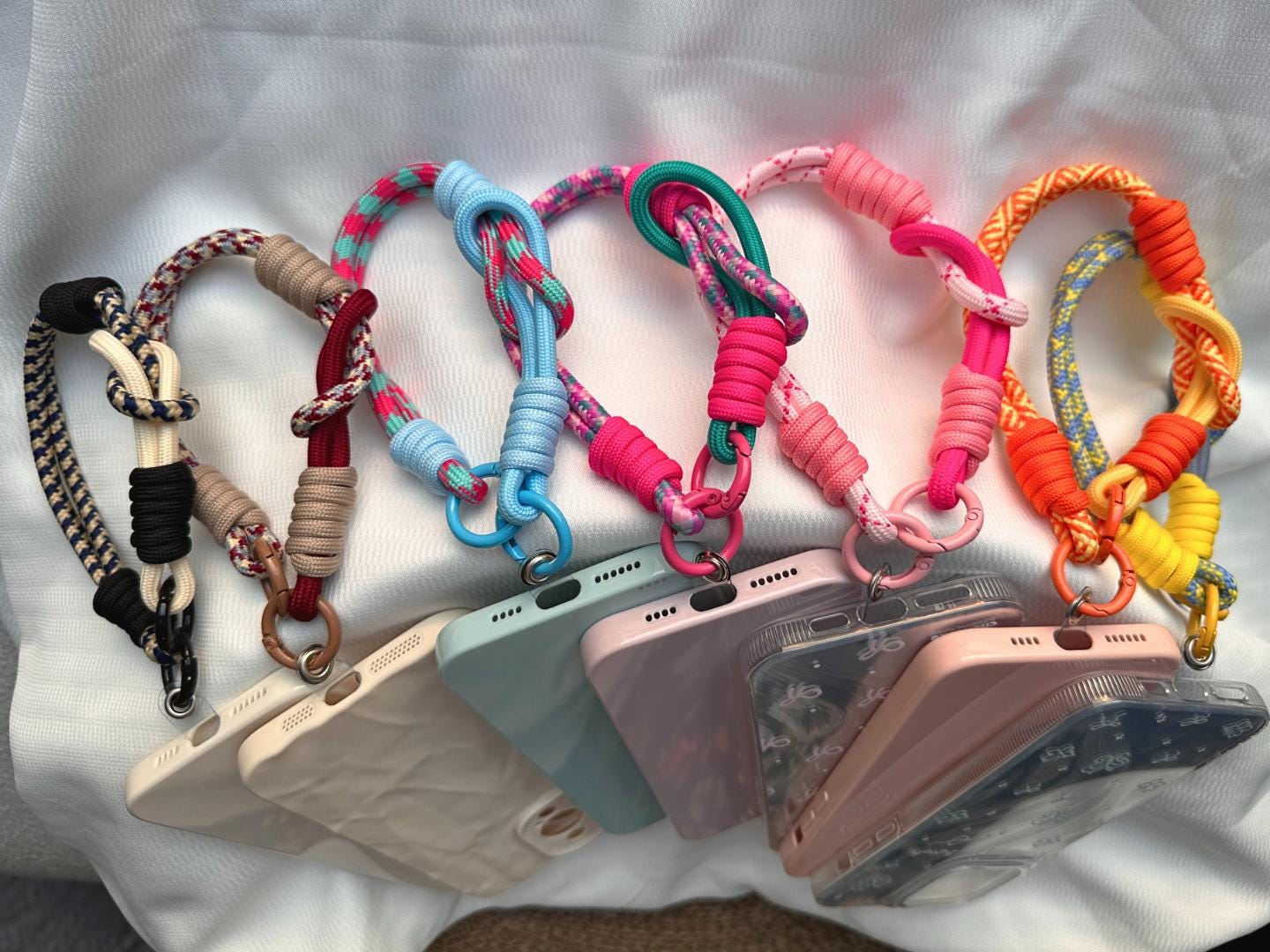 NEW Handmade DuoTone Color-Block Rope Phone Wristlet in Pink and Rose Blend-Vibrant, Universal fit phone strap.bag charm.Best festive gifts