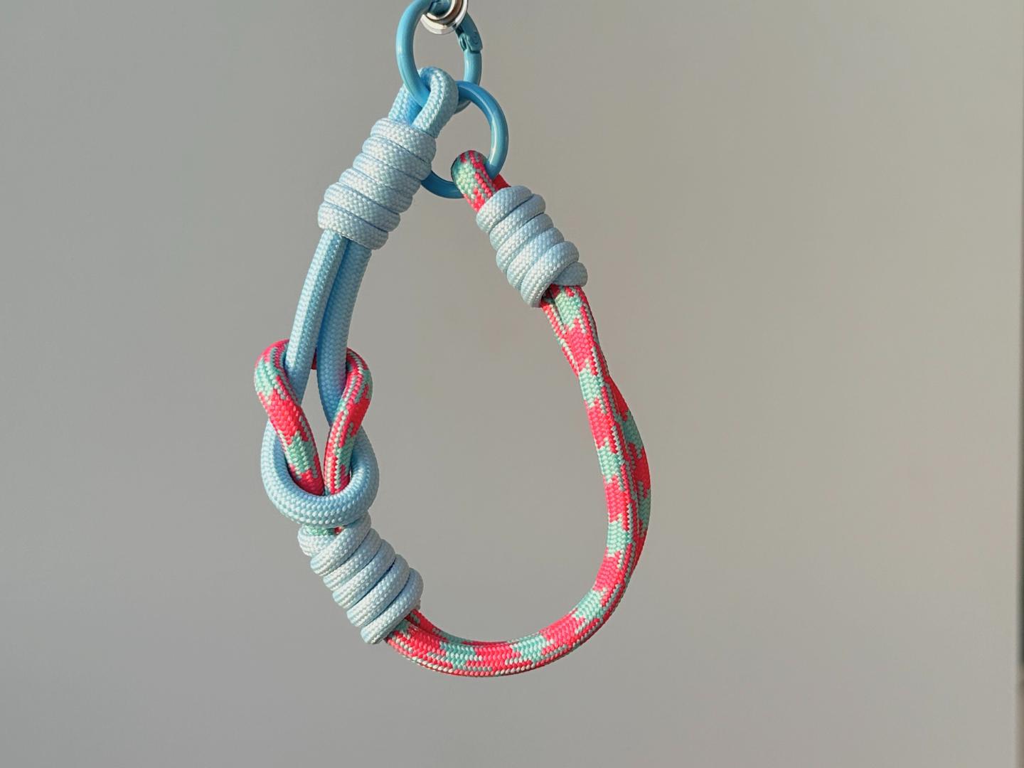 NEW Handmade DuoTone Color-Block Rope Phone Wristlet in Rose Blue Camo Blend-Vibrant, Universal fit phone strap.bag charm.Best festive gift.