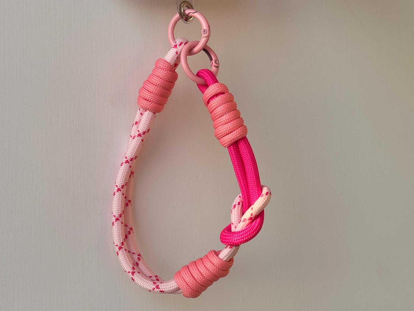 NEW Handmade DuoTone Color-Block Rope Phone Wristlet in Pink and Rose Blend-Vibrant, Universal fit phone strap.bag charm.Best festive gifts