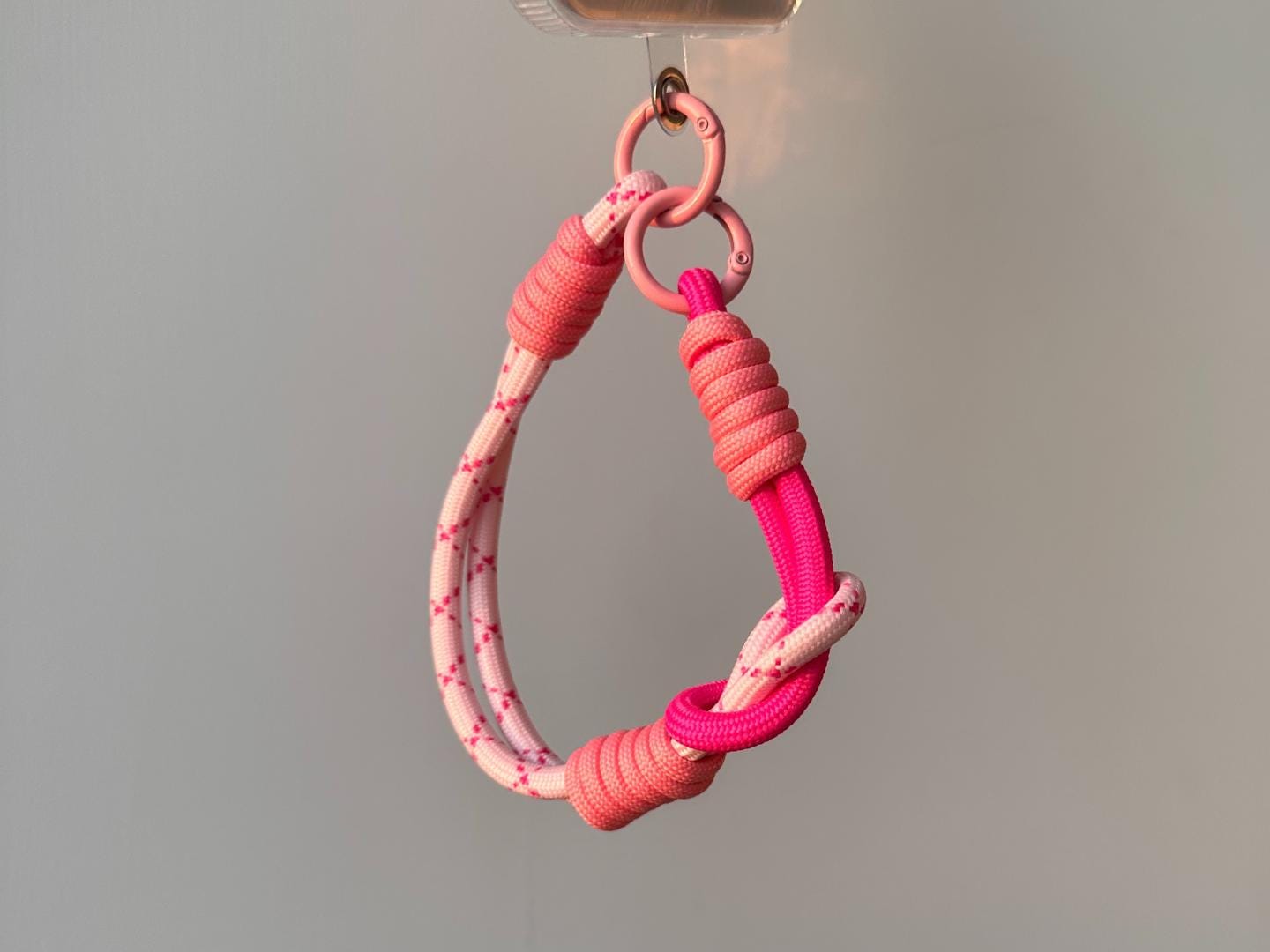 NEW Handmade DuoTone Color-Block Rope Phone Wristlet in Pink and Rose Blend-Vibrant, Universal fit phone strap.bag charm.Best festive gifts