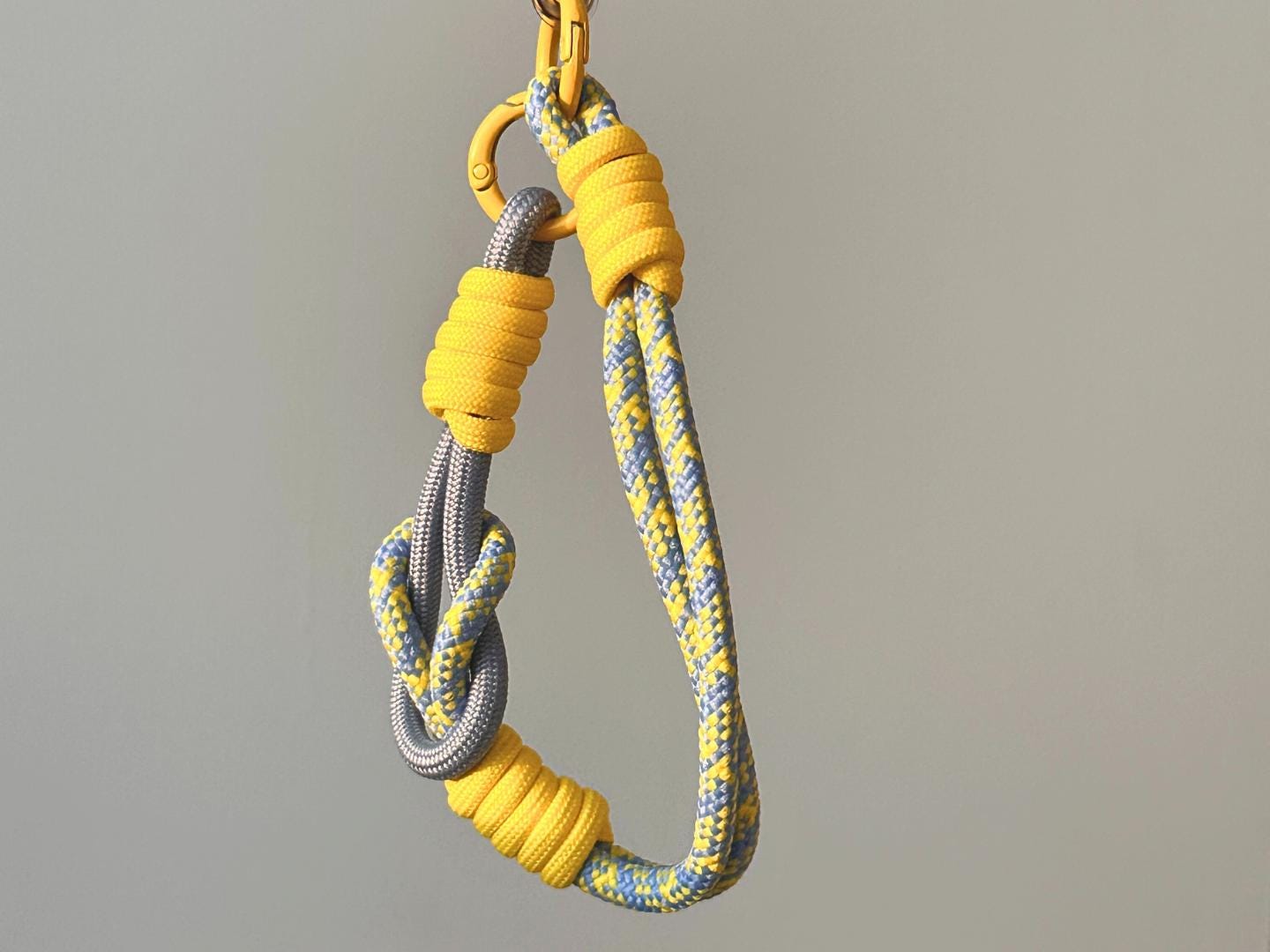 NEW Handmade DuoTone Color-Block Rope Phone Wristlet in Yellow&Blue Blend-Vibrant, Universal fit phone strap.bag charm.Best festive gifts