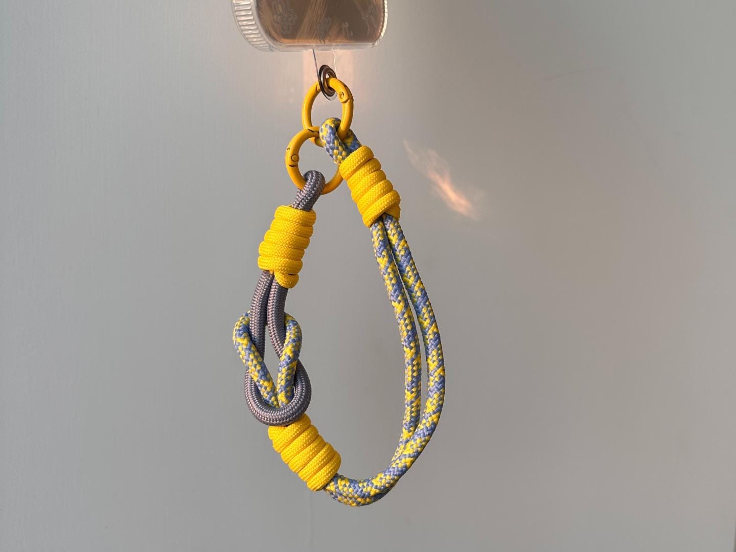NEW Handmade DuoTone Color-Block Rope Phone Wristlet in Yellow&Blue Blend-Vibrant, Universal fit phone strap.bag charm.Best festive gifts
