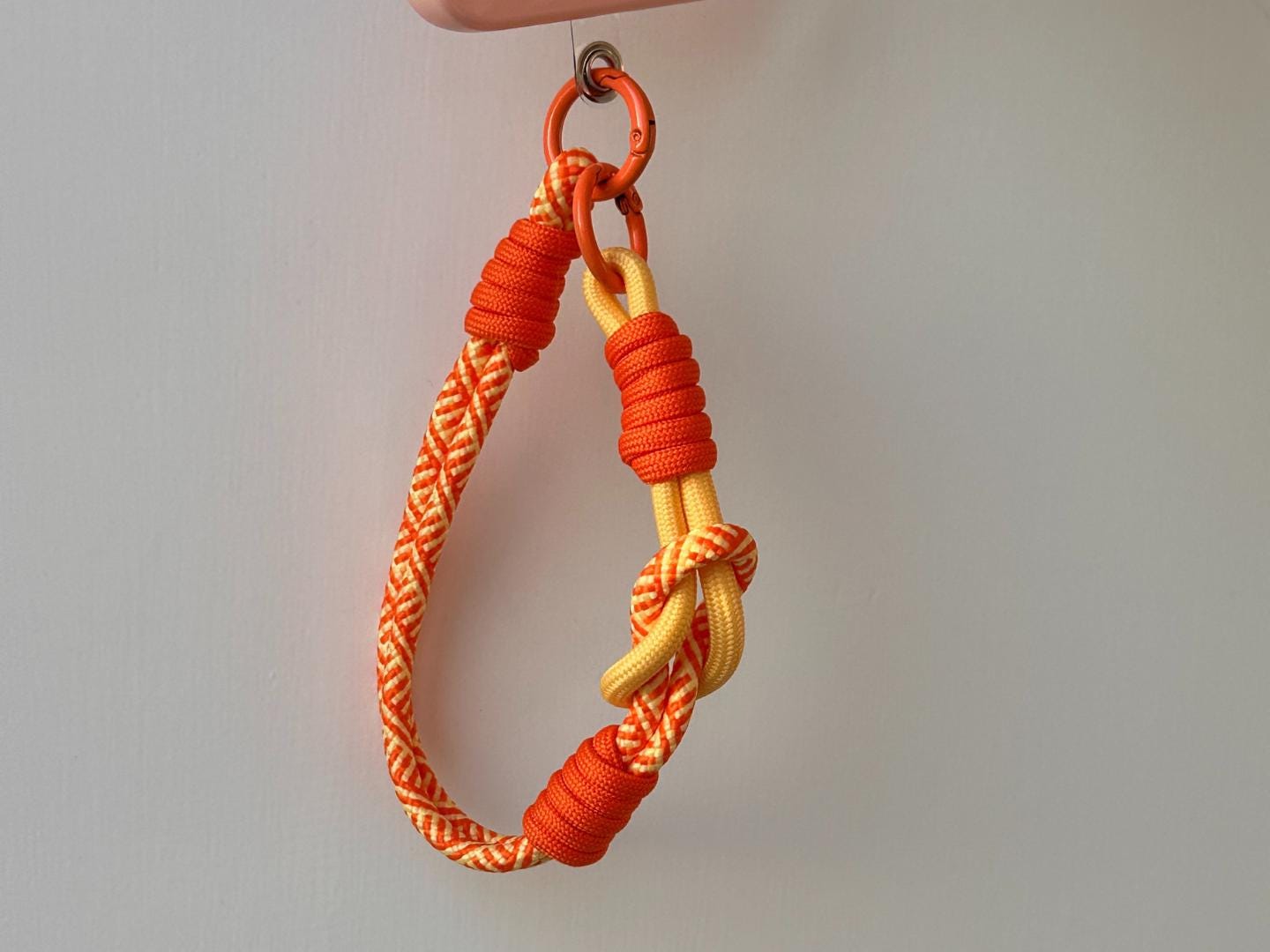 NEW Handmade DuoTone Color-Block Rope Phone Wristlet in Orange&yellow Blend-Vibrant, Universal fit phone strap.bag charm.Best festive gifts