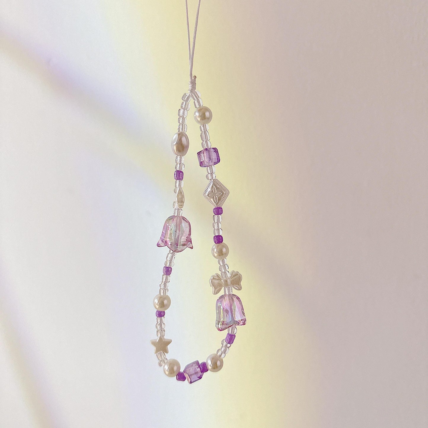 Cute Handmade Bluebell Bead Phone Charm in 6 colors - Y2K Wrist Strap, Anti-Theft Camera Tether, Unique Bridesmaid Gift & Festive Present
