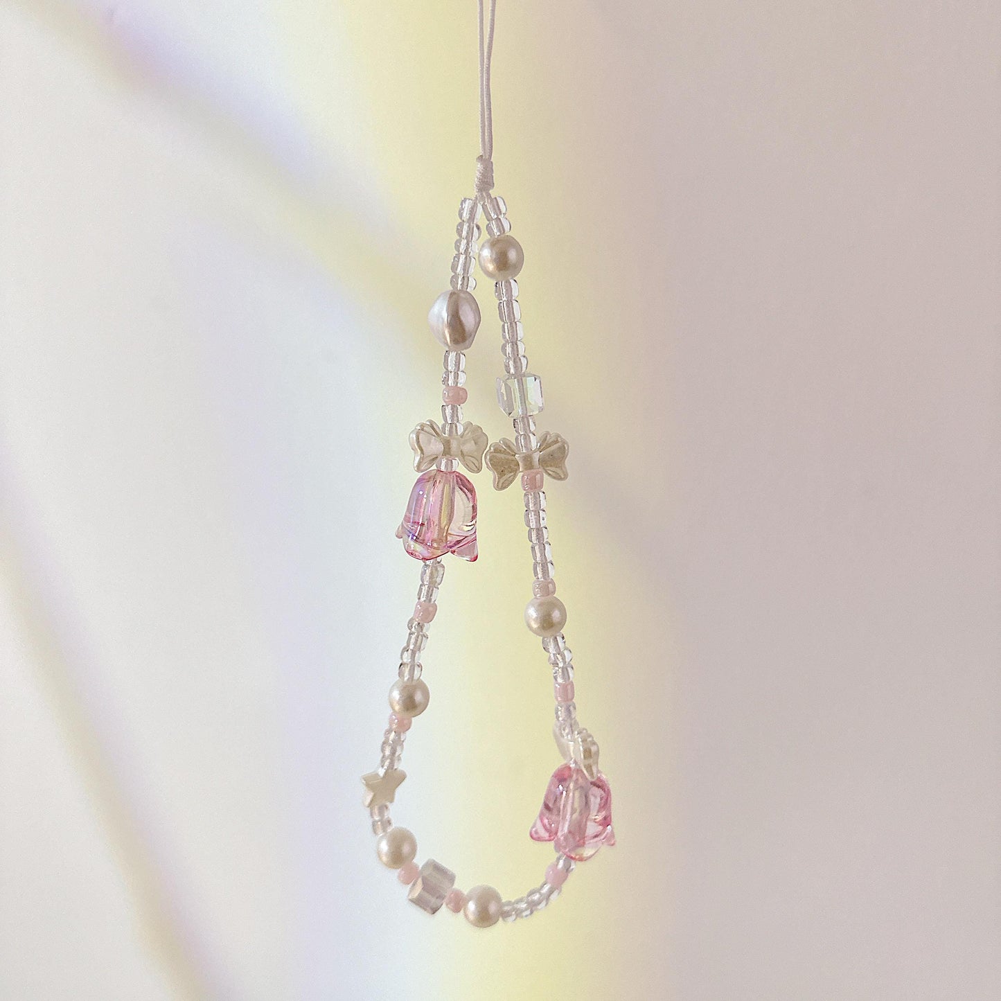 Cute Handmade Bluebell Bead Phone Charm in 6 colors - Y2K Wrist Strap, Anti-Theft Camera Tether, Unique Bridesmaid Gift & Festive Present