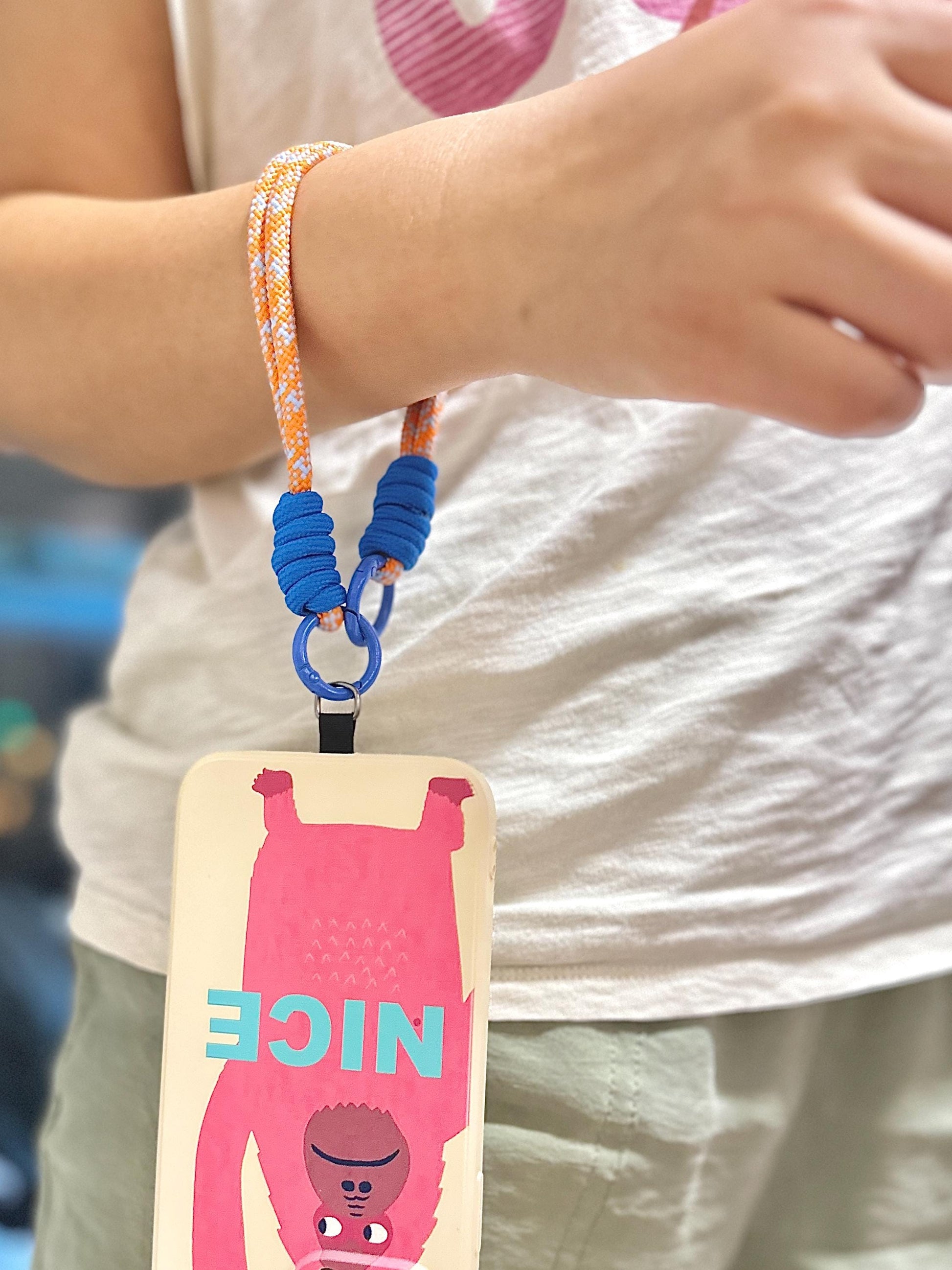 High quality Handmade Nylon Phone Wrist Strap | Orange&Blue - Durable, Stylish, Multi-Purpose Travel Gift| Christmas Gifts| Bridesmaid Gift
