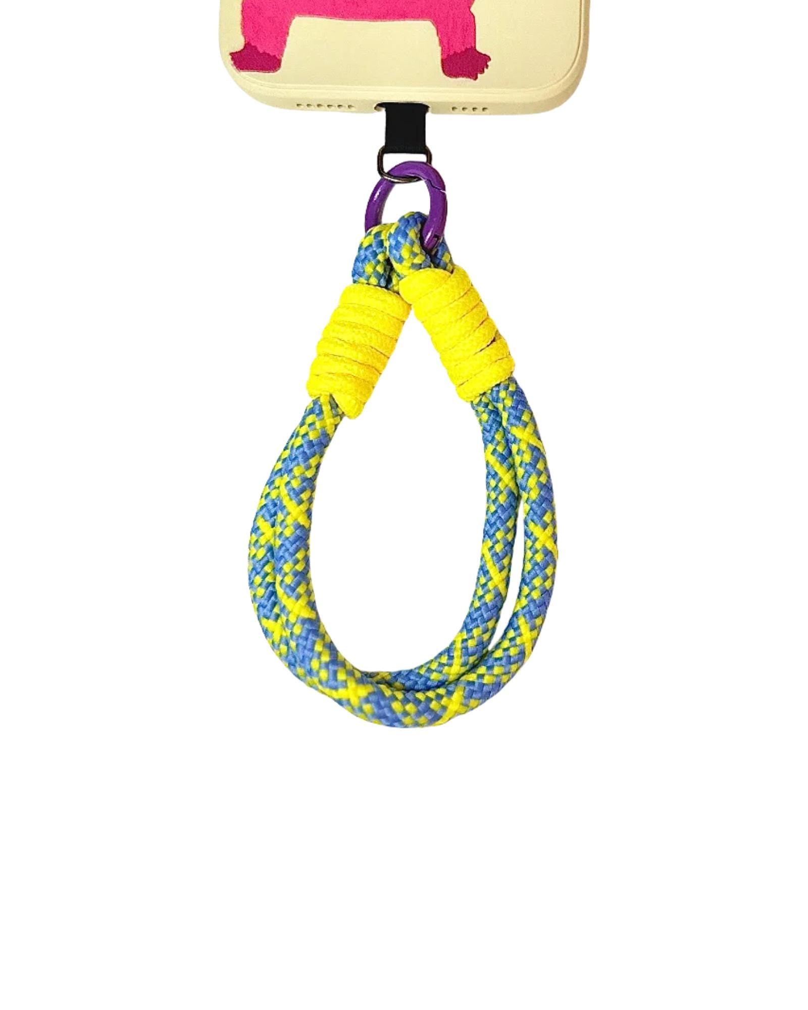 High quality Handmade Nylon Phone Wrist Strap | Blue&Yellow - Durable, Stylish, Multi-Purpose Travel Gift | Christmas Gifts| Bridesmaid Gift