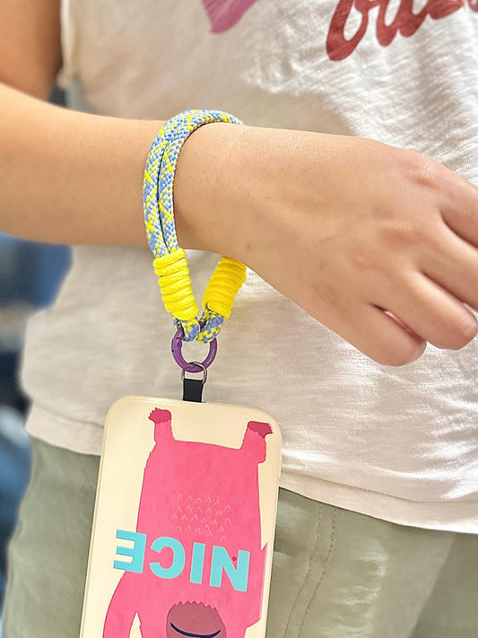 High quality Handmade Nylon Phone Wrist Strap | Blue&Yellow - Durable, Stylish, Multi-Purpose Travel Gift | Christmas Gifts| Bridesmaid Gift