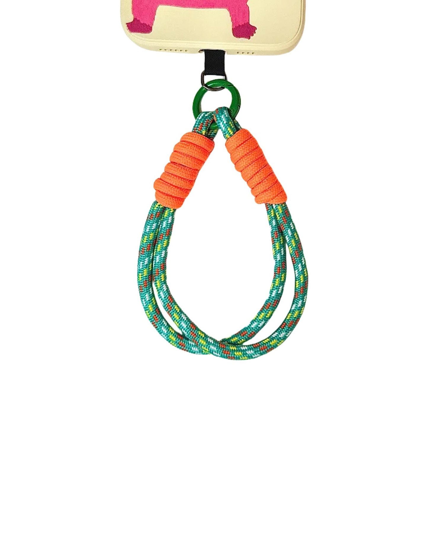 High quality Handmade Nylon Phone Wrist Strap | Green&Orange-Durable, Stylish, Multi-Purpose Travel Gift | Christmas Gifts| Bridesmaid Gift