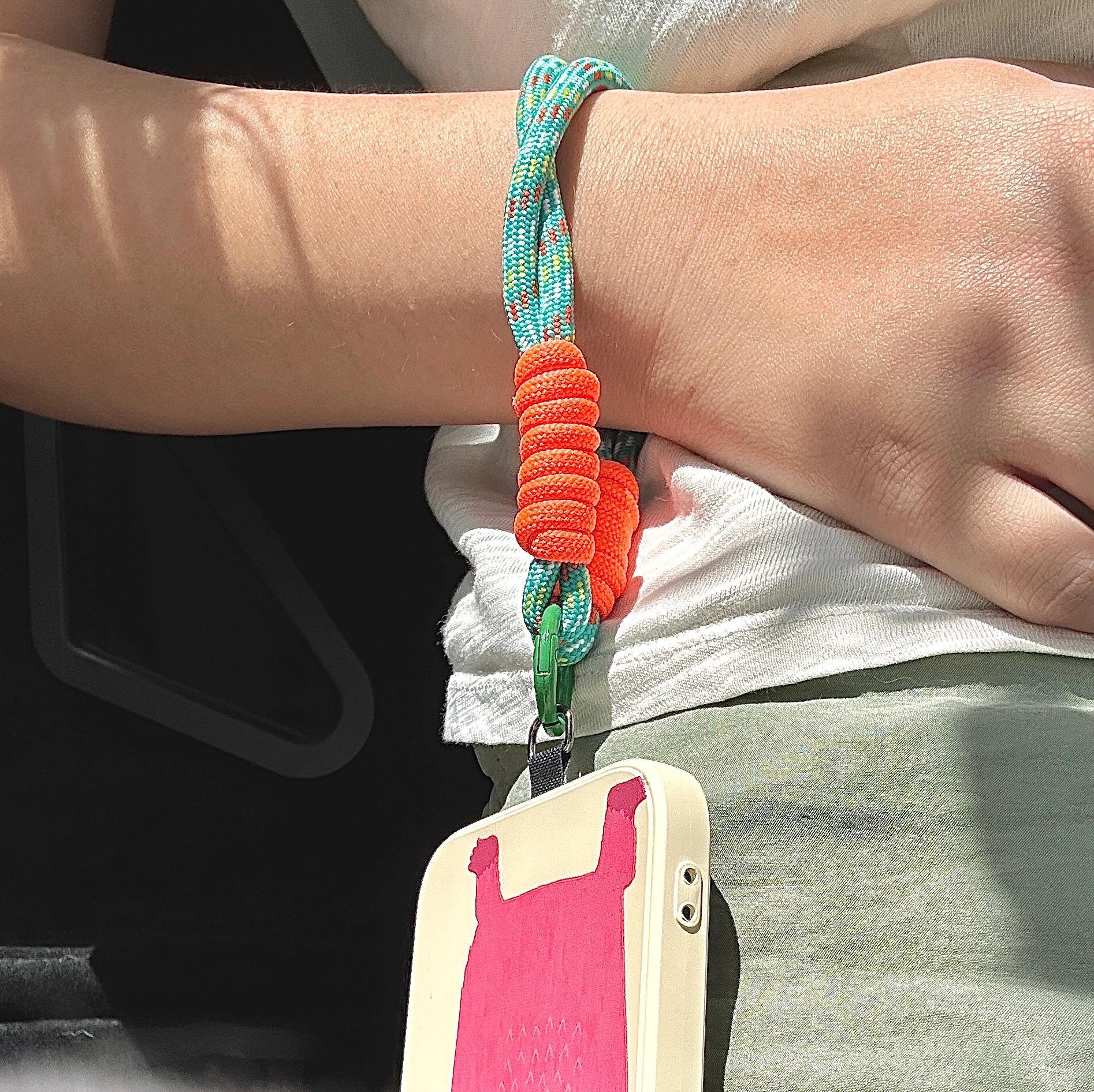 High quality Handmade Nylon Phone Wrist Strap | Green&Orange-Durable, Stylish, Multi-Purpose Travel Gift | Christmas Gifts| Bridesmaid Gift