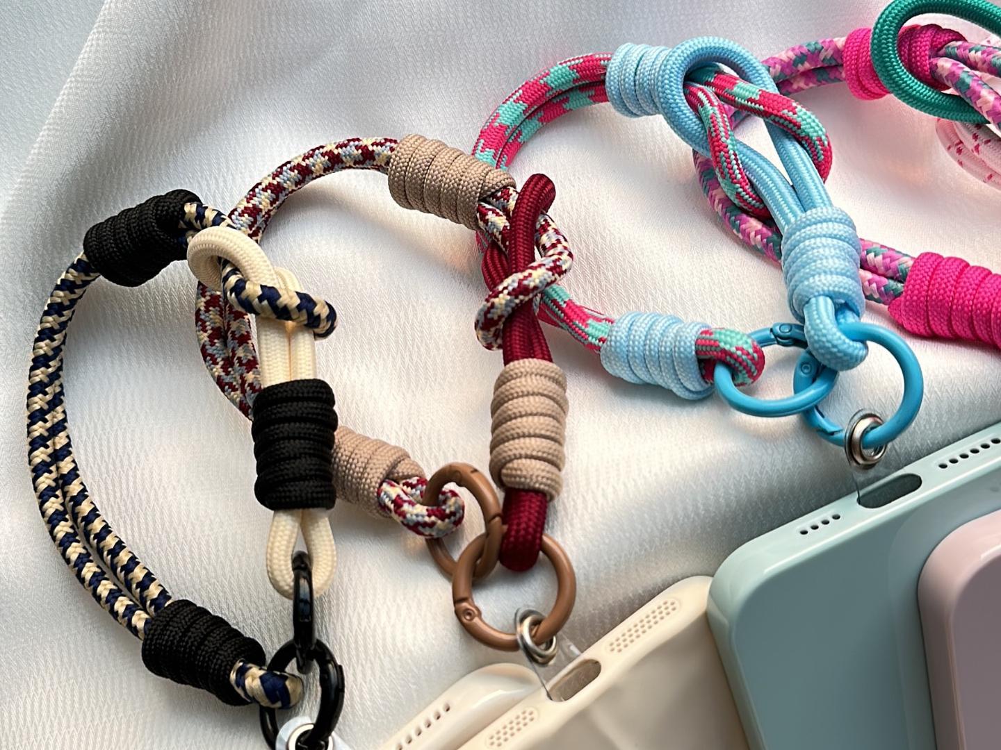 NEW Handmade DuoTone Color-Block Rope Phone Wristlet in Wine Red Camo Blend-Vibrant, Universal fit phone strap.bag charm.Best festive gift.