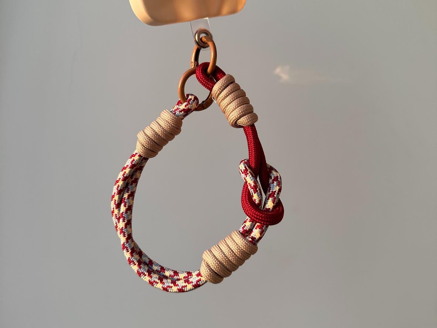 NEW Handmade DuoTone Color-Block Rope Phone Wristlet in Wine Red Camo Blend-Vibrant, Universal fit phone strap.bag charm.Best festive gift.