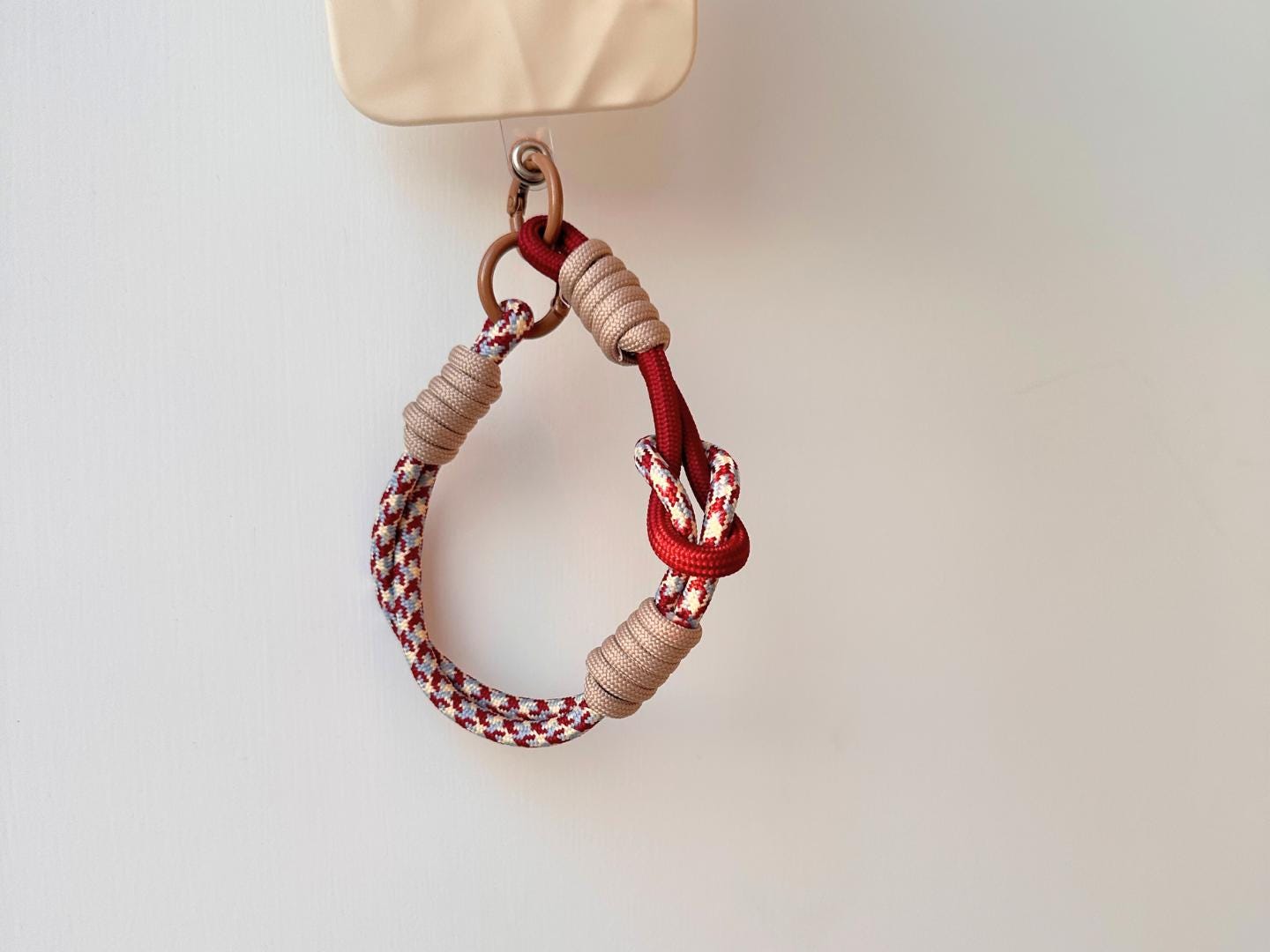 NEW Handmade DuoTone Color-Block Rope Phone Wristlet in Wine Red Camo Blend-Vibrant, Universal fit phone strap.bag charm.Best festive gift.