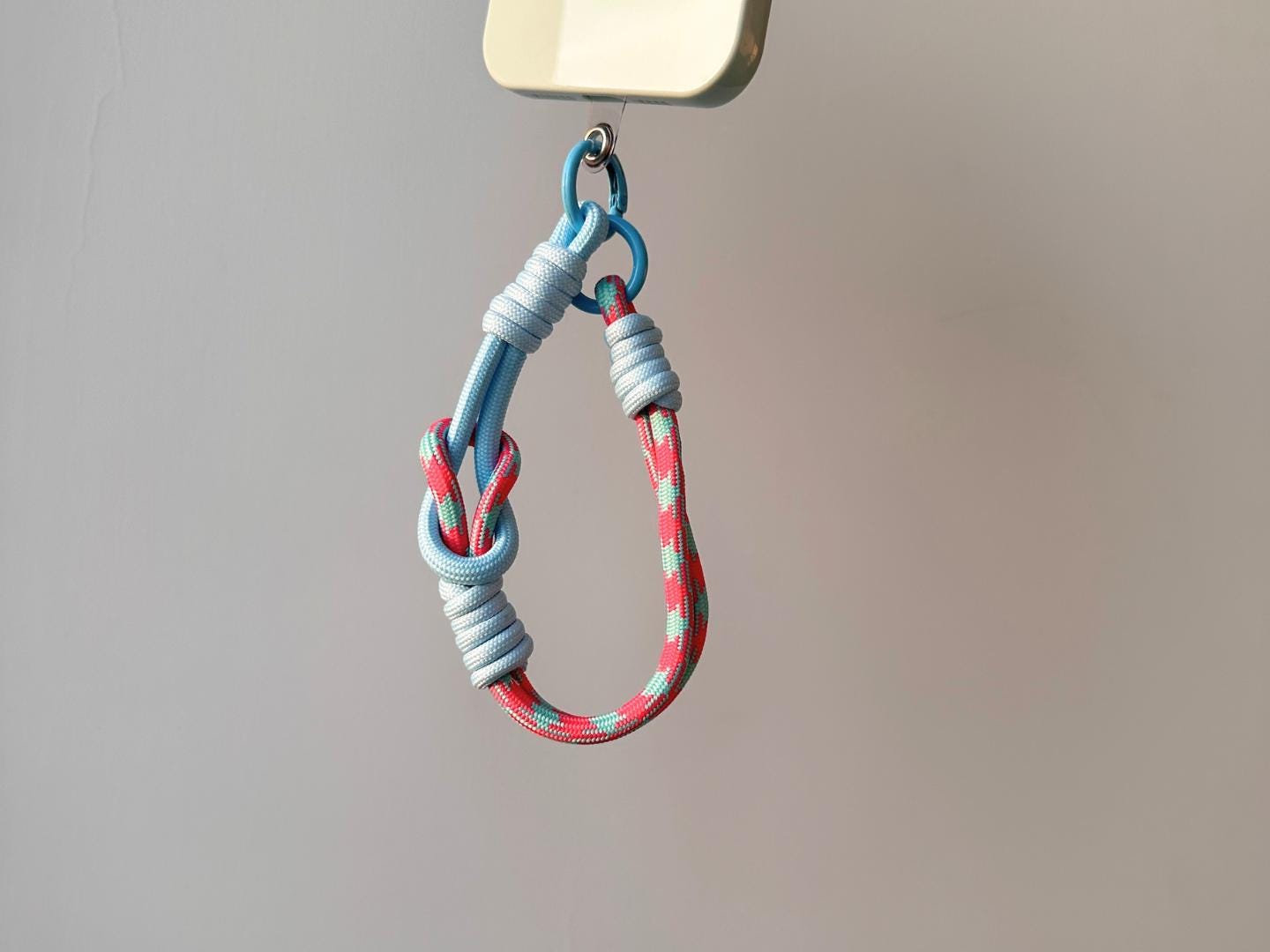 NEW Handmade DuoTone Color-Block Rope Phone Wristlet in Rose Blue Camo Blend-Vibrant, Universal fit phone strap.bag charm.Best festive gift.