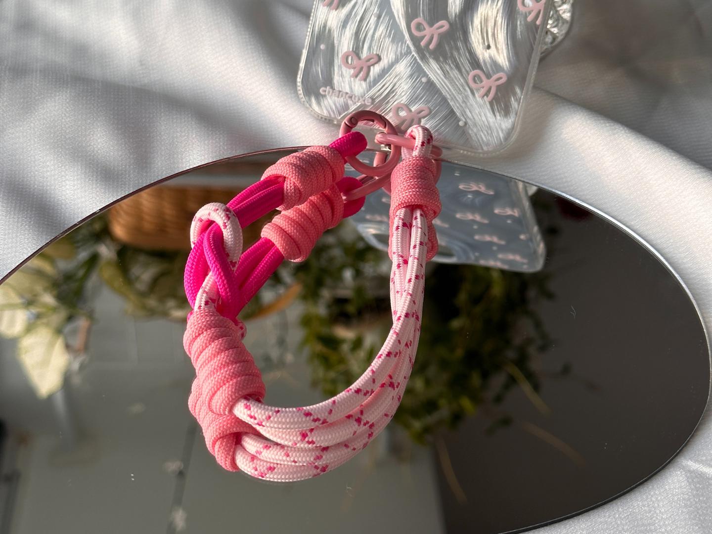 NEW Handmade DuoTone Color-Block Rope Phone Wristlet in Pink and Rose Blend-Vibrant, Universal fit phone strap.bag charm.Best festive gifts