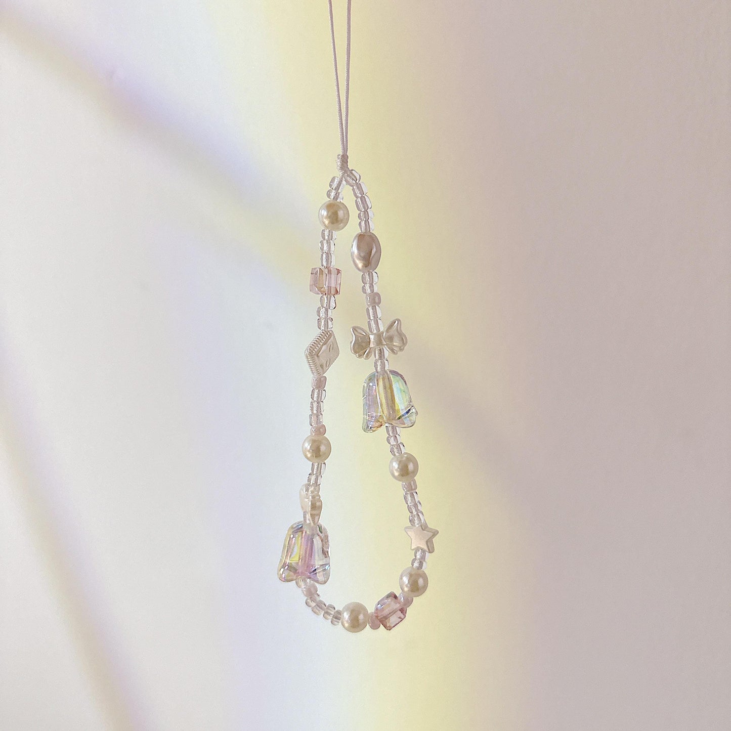 Cute Handmade Bluebell Bead Phone Charm in 6 colors - Y2K Wrist Strap, Anti-Theft Camera Tether, Unique Bridesmaid Gift & Festive Present