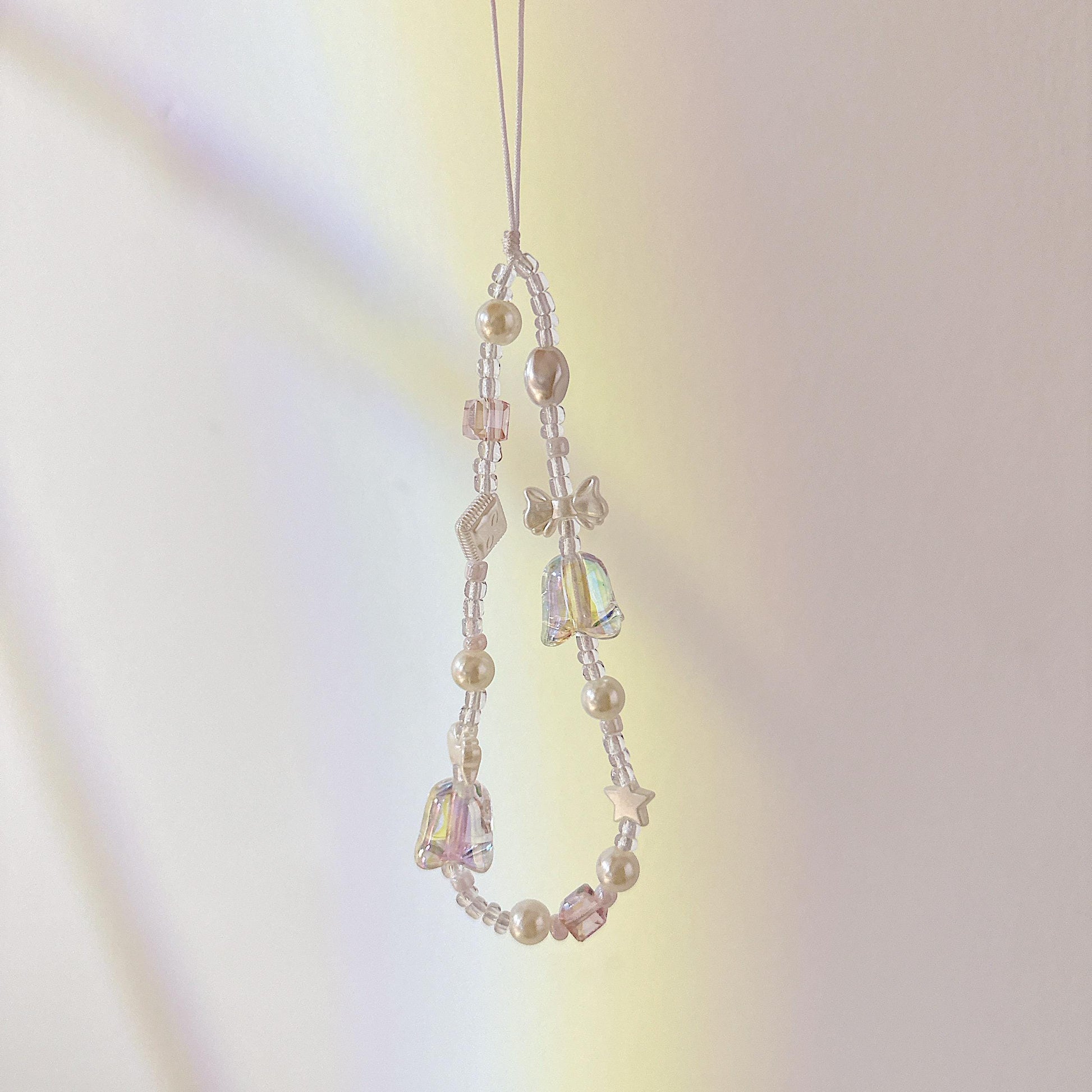 Cute Handmade Bluebell Bead Phone Charm in 6 colors - Y2K Wrist Strap, Anti-Theft Camera Tether, Unique Bridesmaid Gift & Festive Present