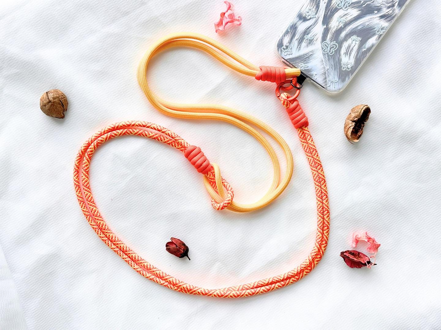 Handmade Rope Crossbody Phone strap.Christmas gift.Rope strap in 3 colors-Vibrant, Universal fit phone strap.festive gift.