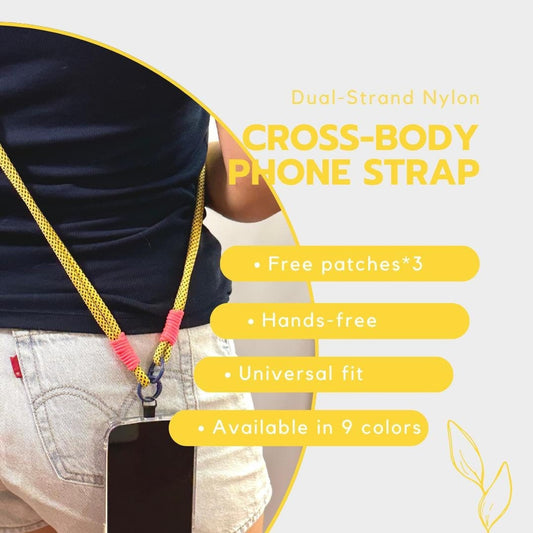 Crossbody Phone lanyard yellow.Travel Phone Strap.Bridesmaid gift.Handmade Dual-strand Phone lanyard.Hand Free.Anti-theft strap.Phone Tether
