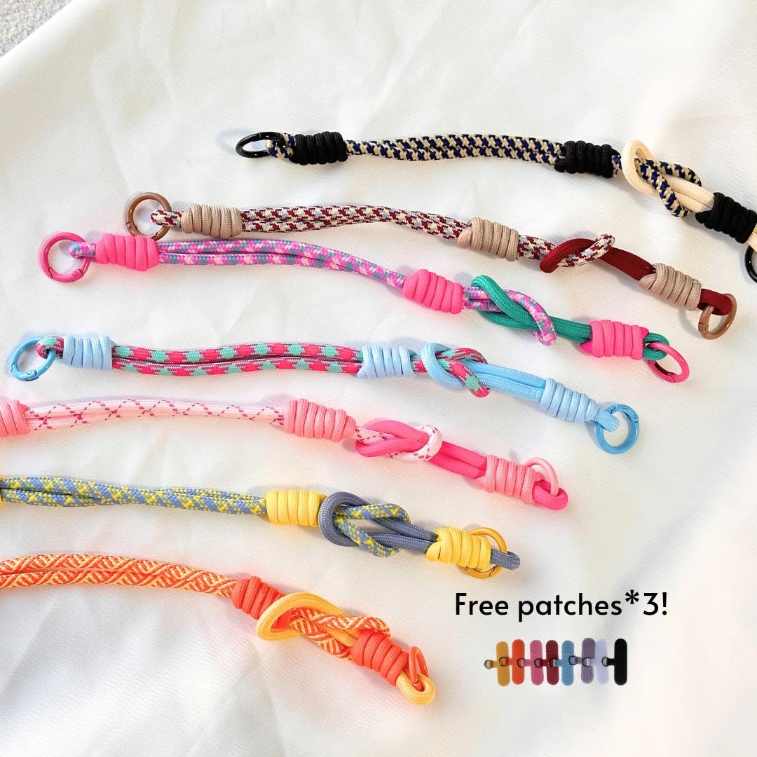 NEW Handmade DuoTone Color-Block Rope Phone Wristlet in 7 colors-Vibrant, Universal fit phone strap.bag charm.thoughtful festive gifts.