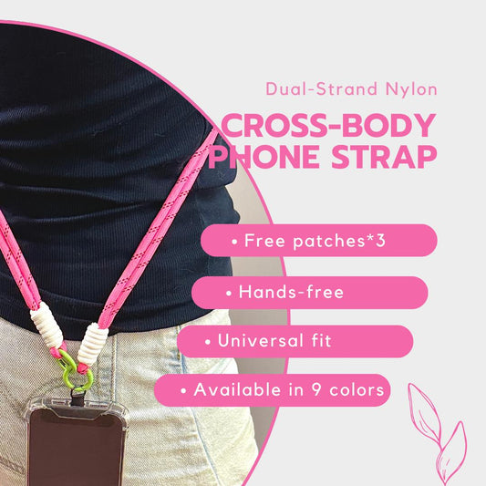 Crossbody Dual-strand Phone lanyard rose red.Phone Strap.Handmade shoulder strap.Universal fit.Anti-theft strap.Phone Tether.Gift for her.