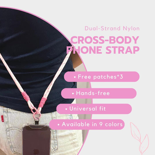 Crossbody Dual-strand Phone lanyard Pink.Bridesmaid gifts.Phone Strap.Handmade shoulder strap.Universal fit.Anti-theft strap.Phone Tether.