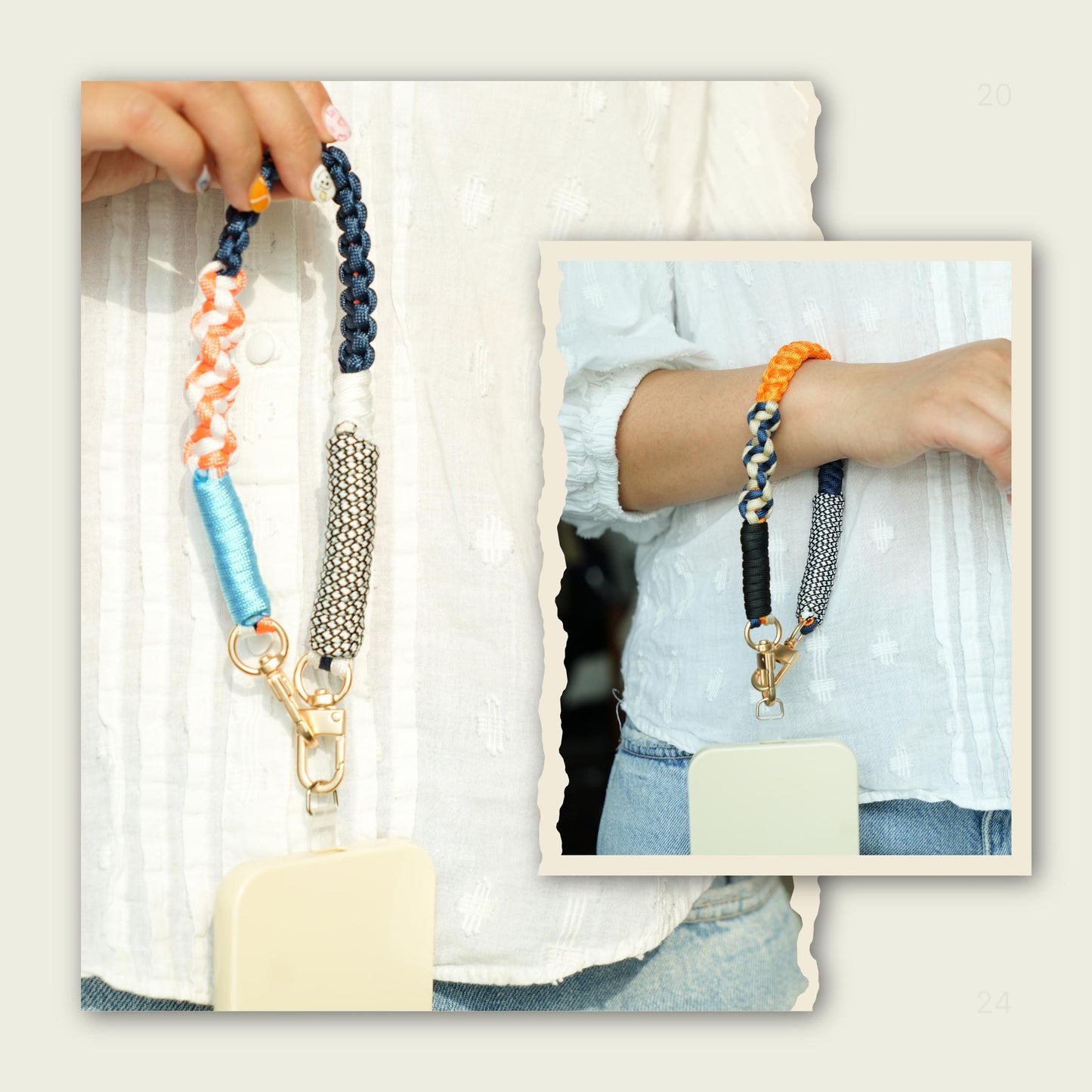 NEW Handmade braided phone Wristlet in 4 colors - Vibrant, Universal fit rope phone strap.bag charm.thoughtful festive gifts.