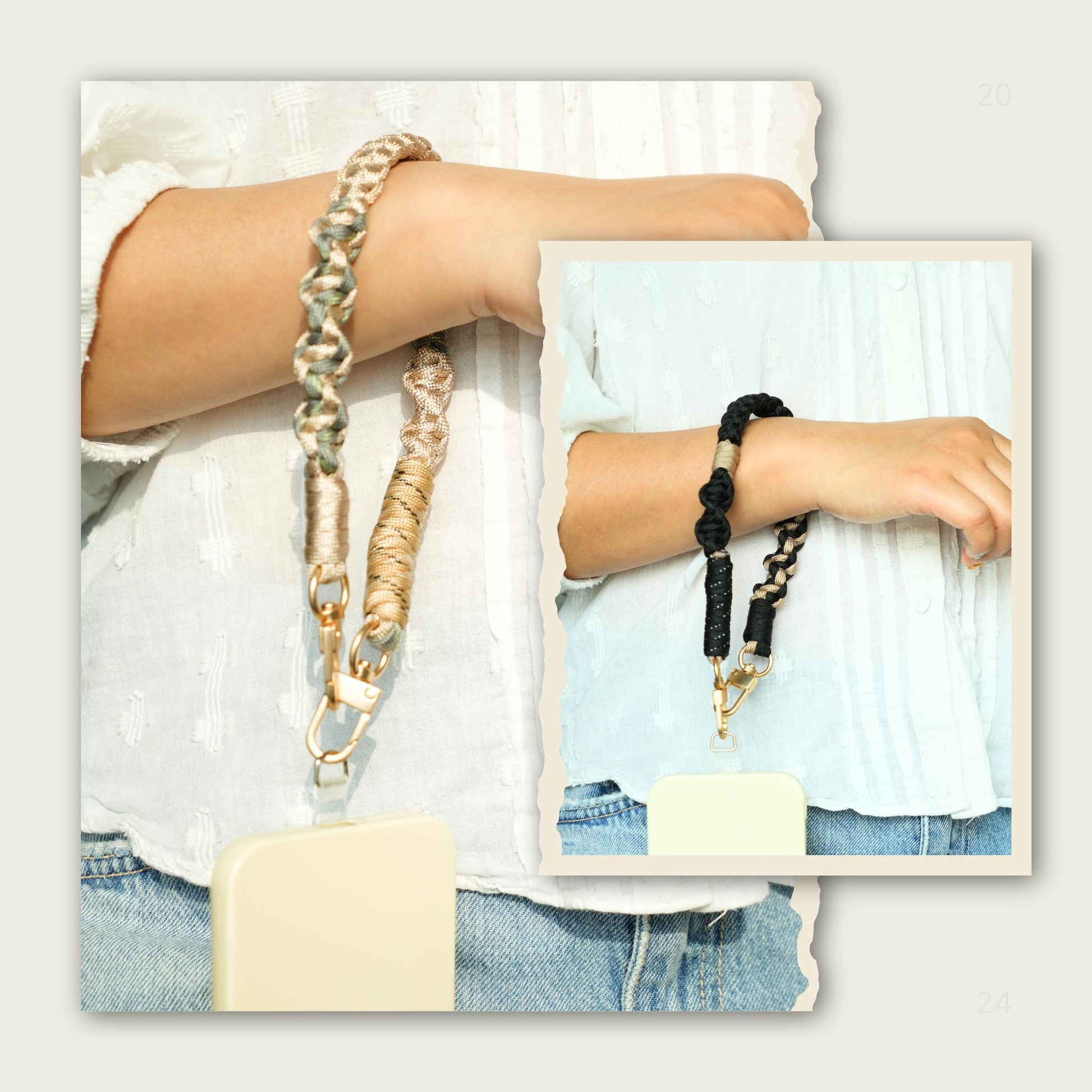 NEW Handmade braided phone Wristlet in 4 colors - Vibrant, Universal fit rope phone strap.bag charm.thoughtful festive gifts.