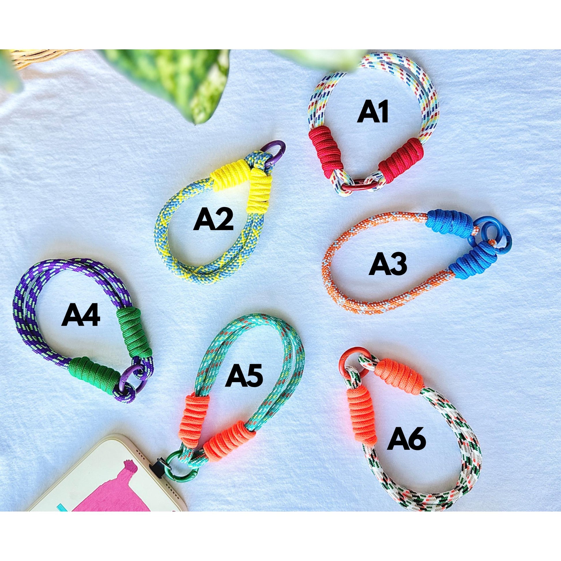 Handmade Rope Phone Wristlet in 20 colors-Vibrant, Universal fit phone strap.bag charm.thoughtful festive gifts.