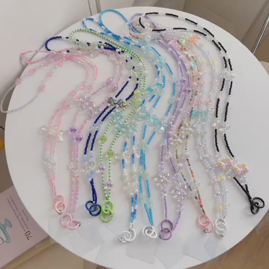 Handmade Crossbody Beaded Phone Straps.Bridesmaid gifts.Phone lanyard.Phone Charm set in 9 colors.Beaded Phone Wristlet.Keychain charm.