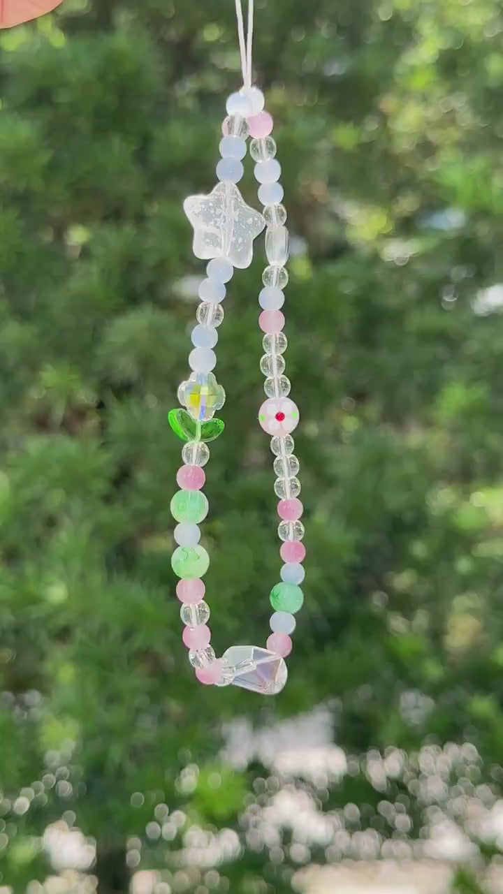 Cute Tulip Beaded Phone Charm.Handmade colorful flower beaded Phone Wristlet.Phone Strap.Y2K charm.Camera strap.Phone Tether.Best gift.