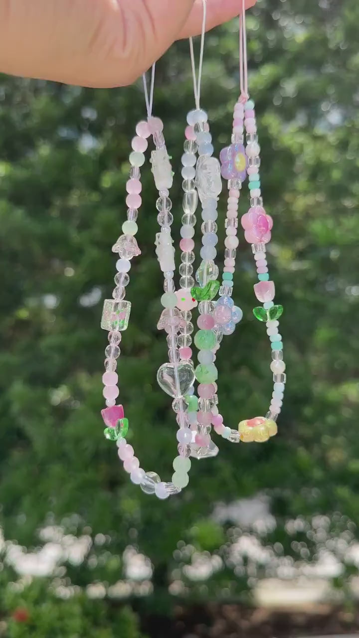 Cute Tulip Beaded Phone Charm - Colorful Beaded Wristlet, Y2K Phone Strap, Camera Tether - Perfect Gift for Friends & Family